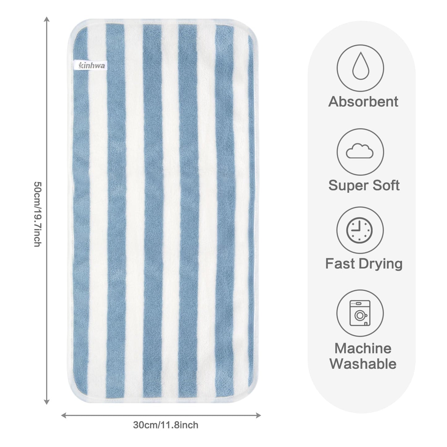 KinHwa Microfibre Soft Hand Towels for Bathroom Abosorbent Small Guest Towels Thick Face Towels 30cm x 50cm Fast Drying Washcloth for Bath, Spa
