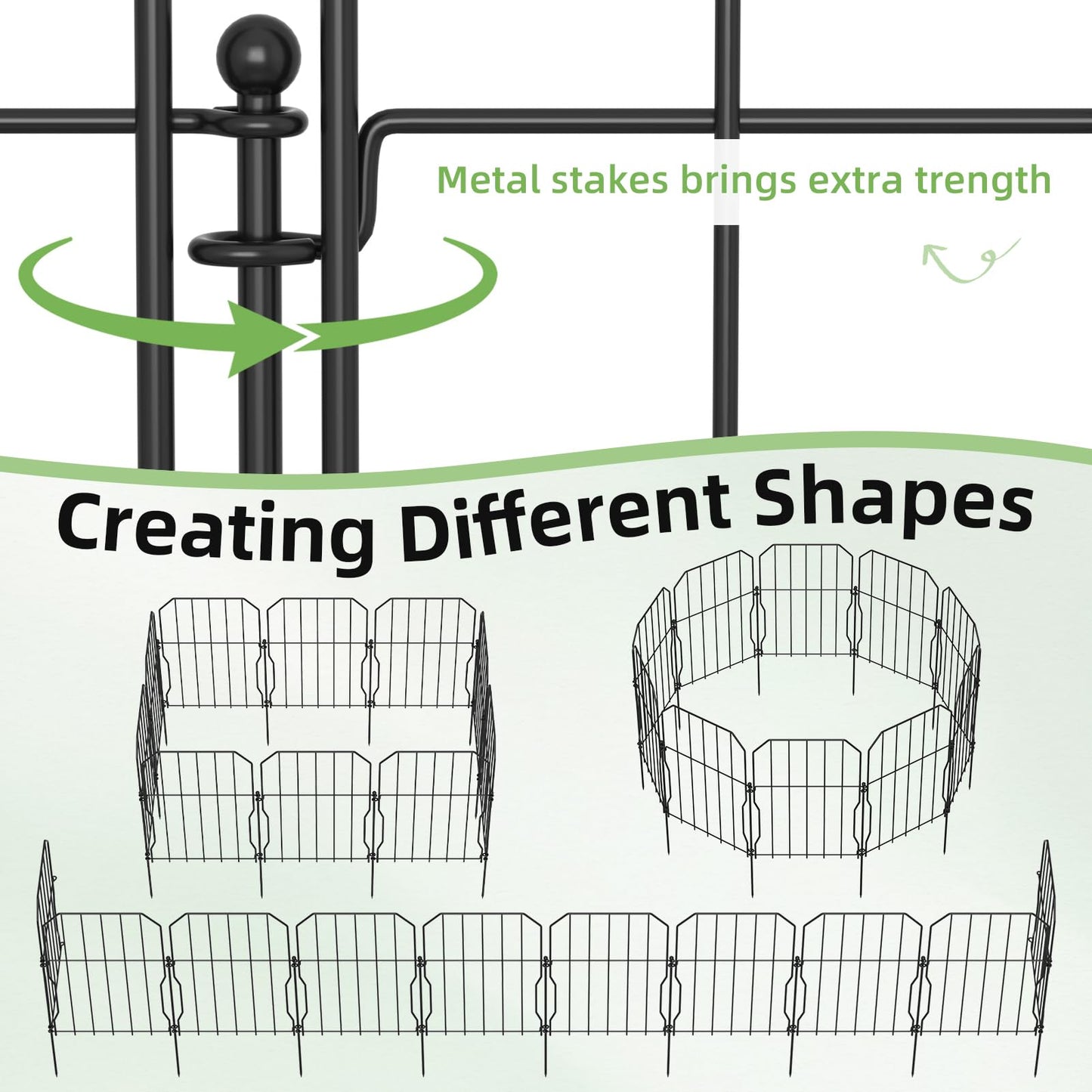 WELDUN Metal Garden Fence, Total 310CM(L) ? 41CM(H), 10 Pack Dog Fencing, Decorative Fences Garden Flower Bed and Animal Barrier, for Rabbit Dog Yard