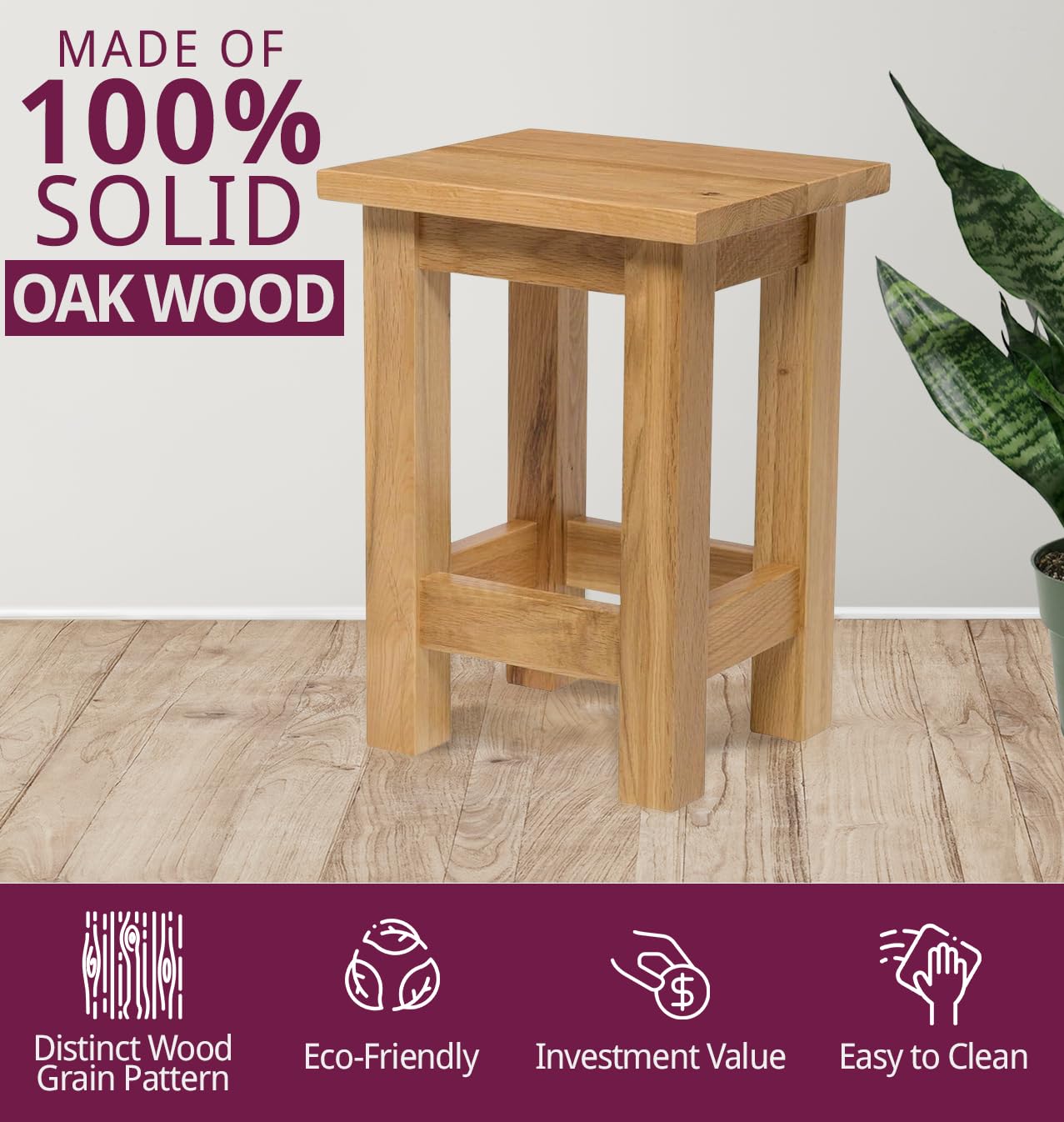 Hallowood Furniture Waverly Oak Small Side Table in Light Oak, Wooden Coffee Lamp End Tables for Living Room