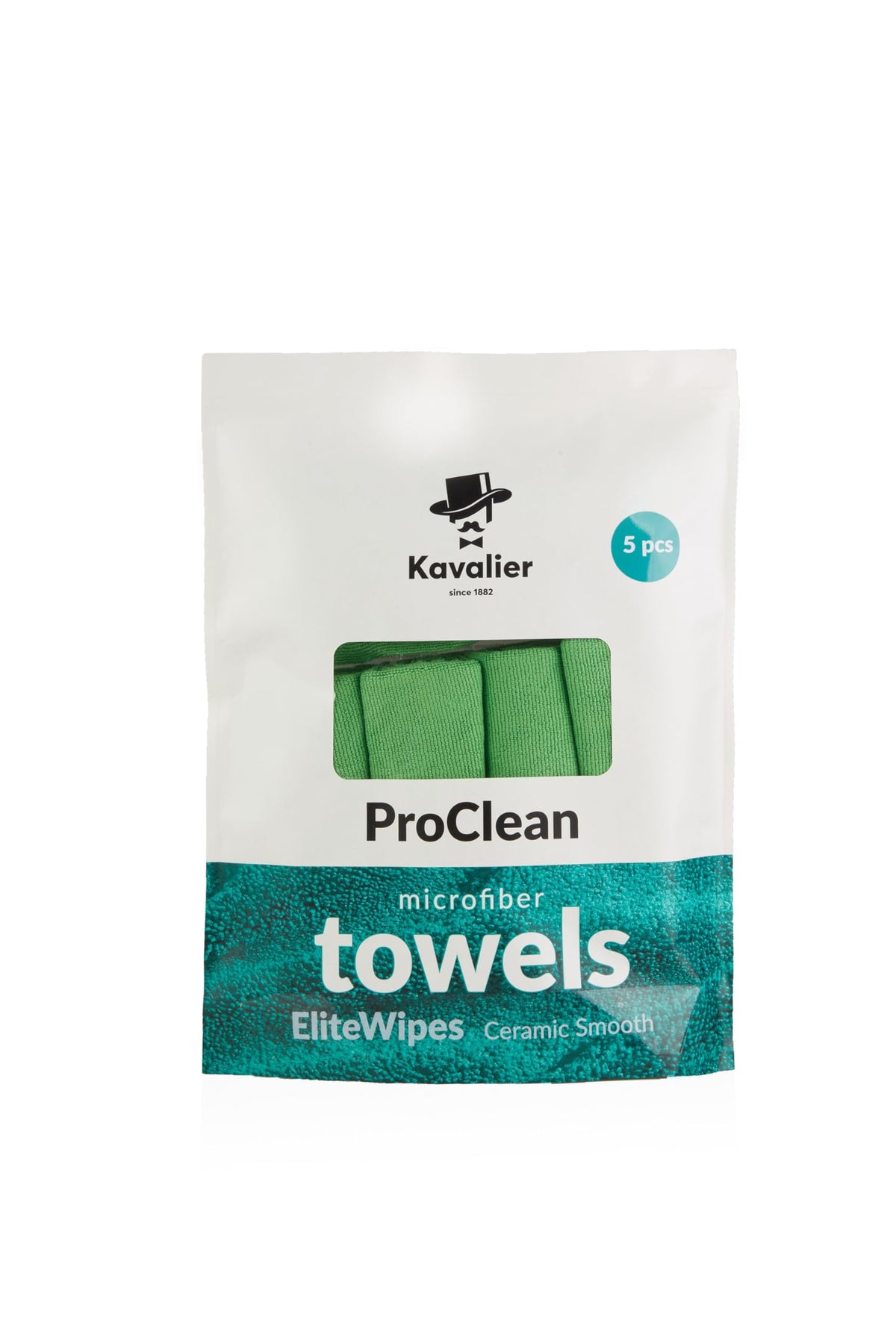 Kavalier ProClean Set of 5 Microfiber Towels, Ceramic Smooth Model - 41x41cm, 320gsm, 80% Polyester, 20% Polyamide - Green