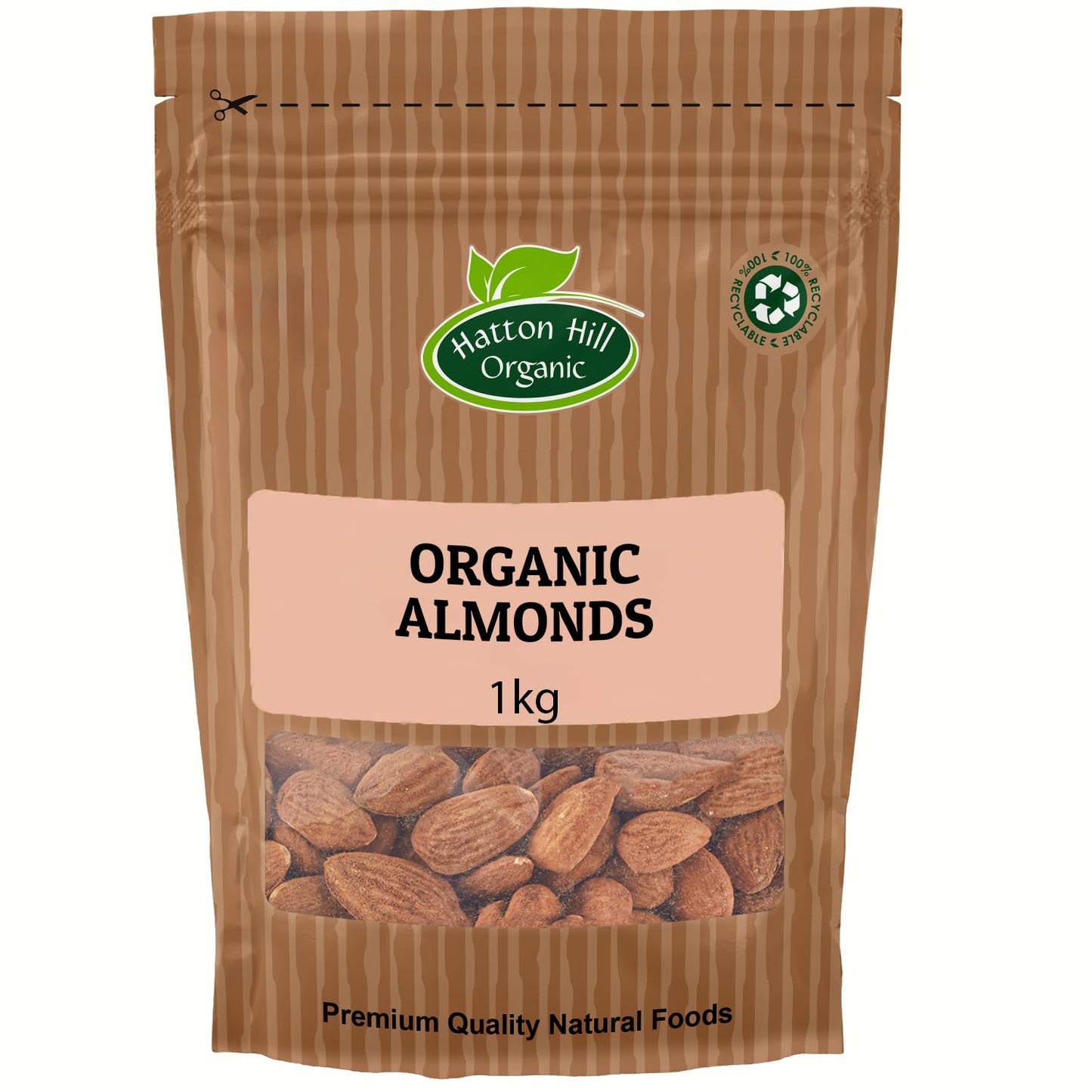 Organic Whole Almonds 1kg by Hatton Hill Organic | Raw, Crunchy & Naturally Grown for Snacking, Baking & Cooking