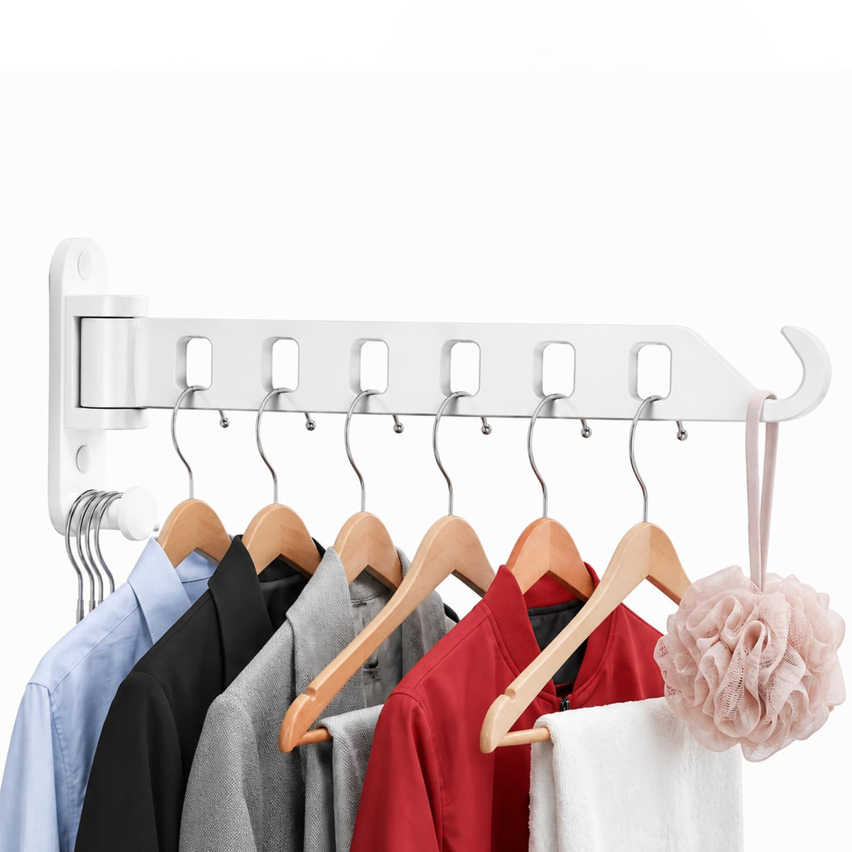JOOM Wall Mounted Drying Rack, Foldable 180° Rotating Clothes Airer,White
