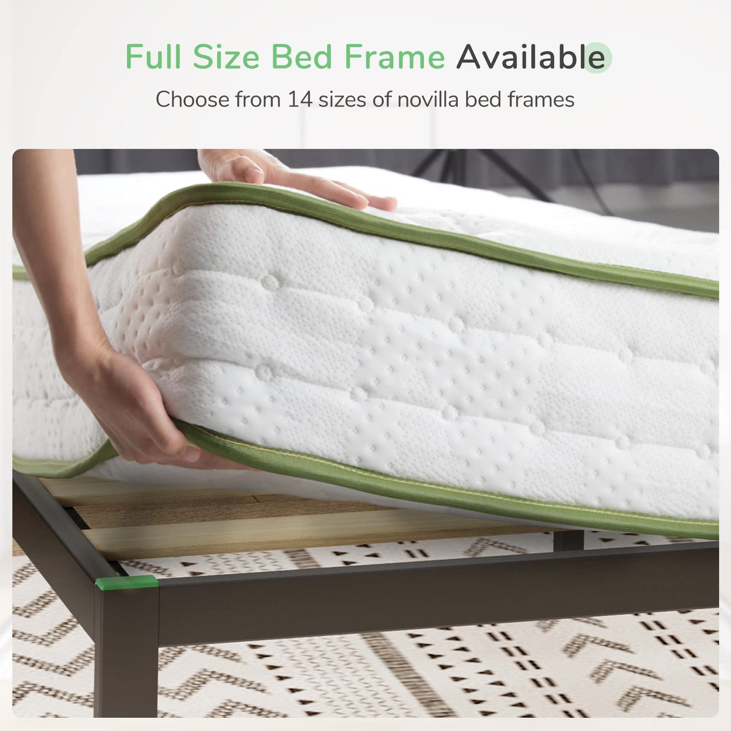 Novilla 30.5cm Metal Super King Bed Frame, 6FT Platform Bed Frame With Noise-cancelling Design, Engineered Wood Slat Support, Solid Support Leg