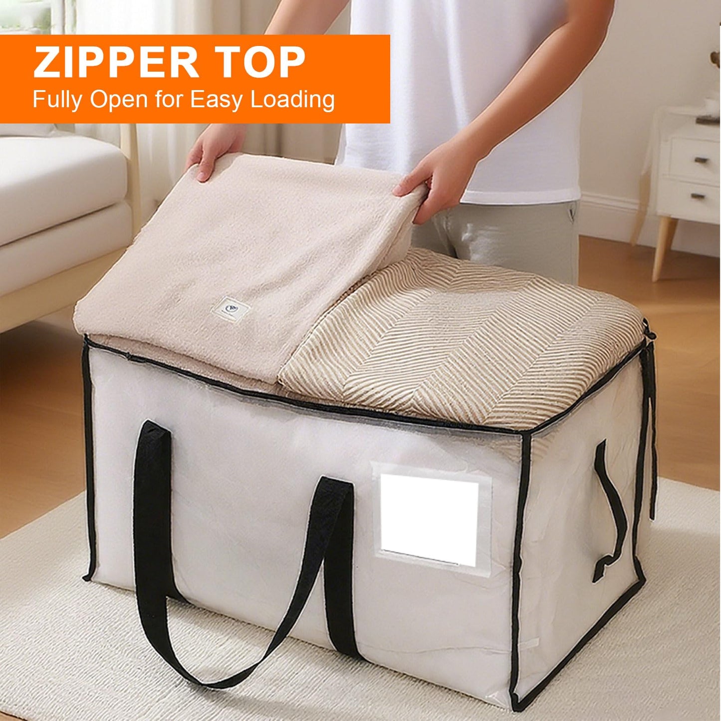 Zandrix 95L Waterproof Storage Bags Moving Boxes Bags with Lids - 4 Pack