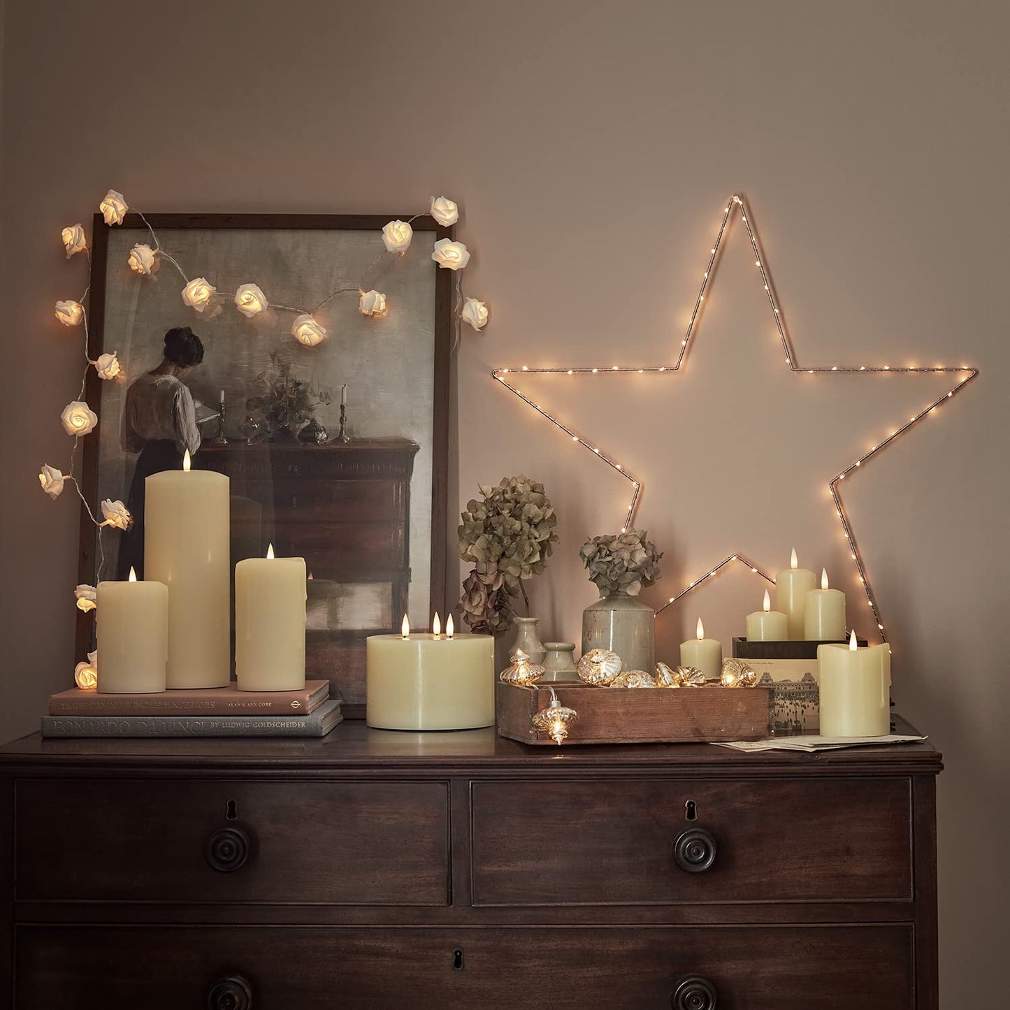 Lights4fun TruGlow Large 30cm Chapel Candle - Battery-Operated LED Flameless Candle with Timer, Real Ivory Wax, Safe & Stylish Home Decor