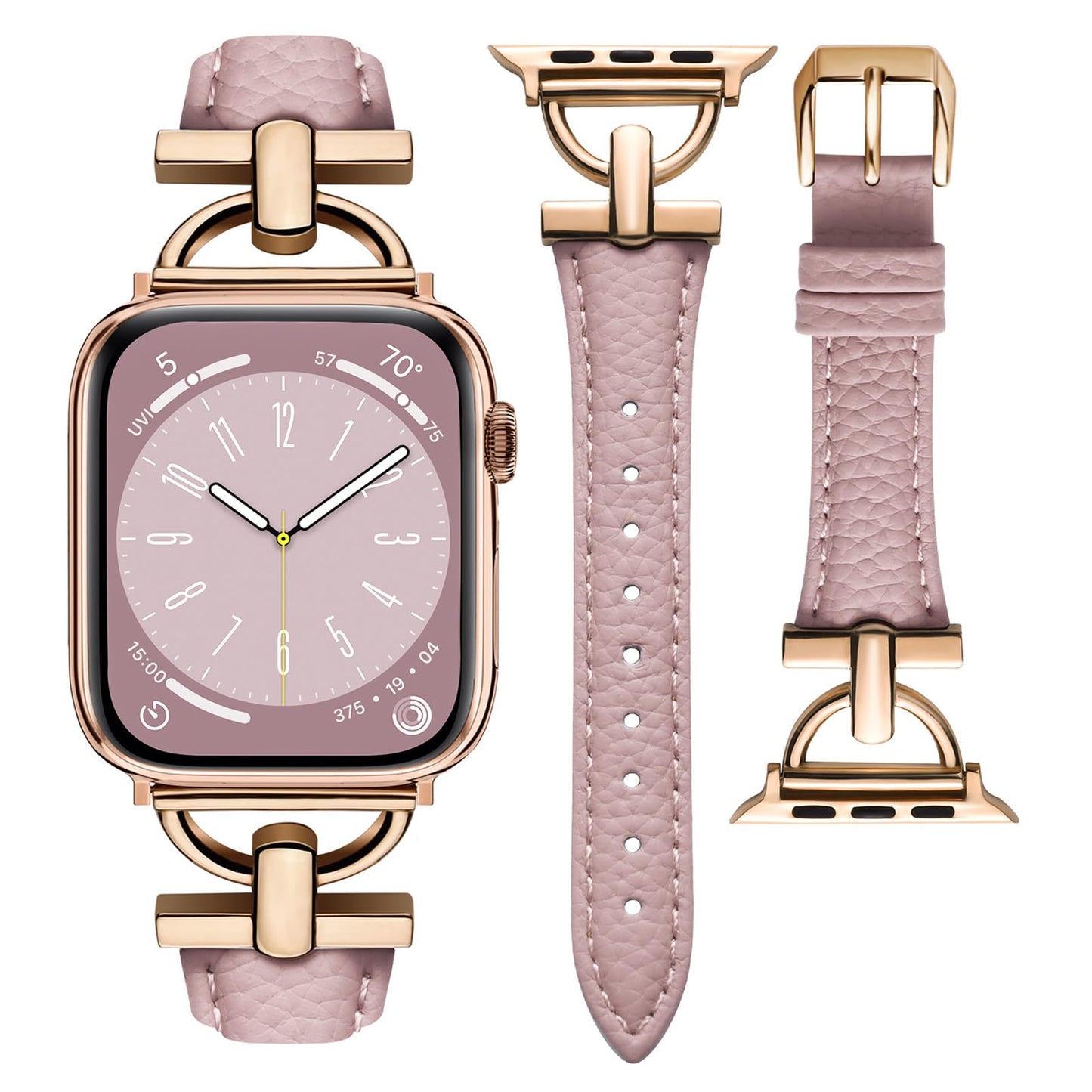 wutwuk Compatible Leather Apple Watch Straps Women 42mm(S11/10) 41mm 40mm 38mm, D-Shape Metal Buckle Leather Wristband for Apple Watch SE3/2/1 Series