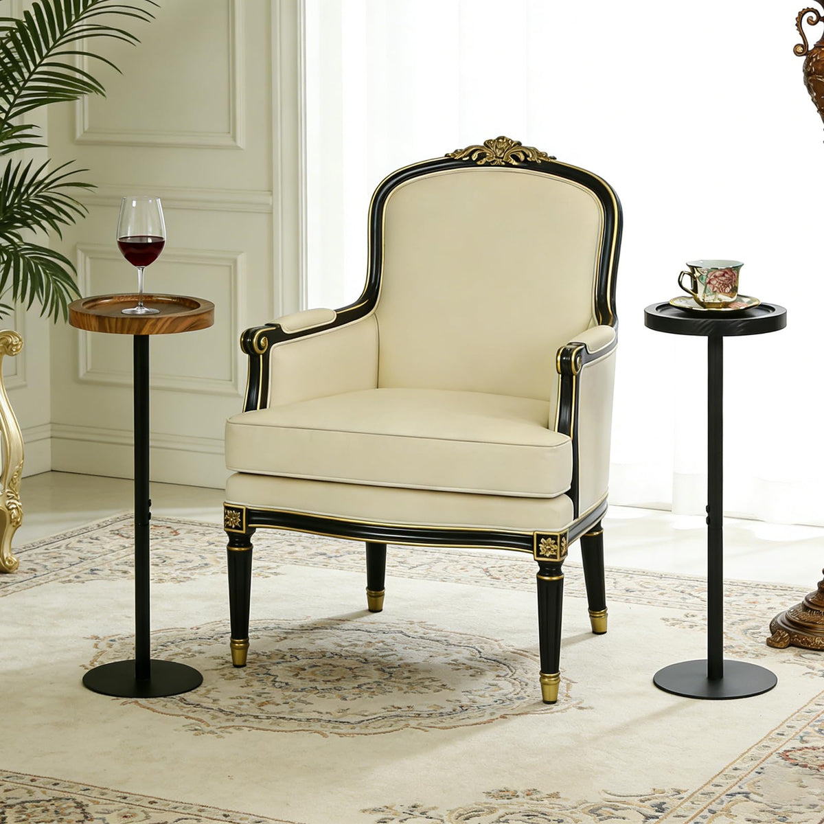 Simcat Small Round Side Table, Drink Table for Small Spaces and Modern Decor (2, Black)