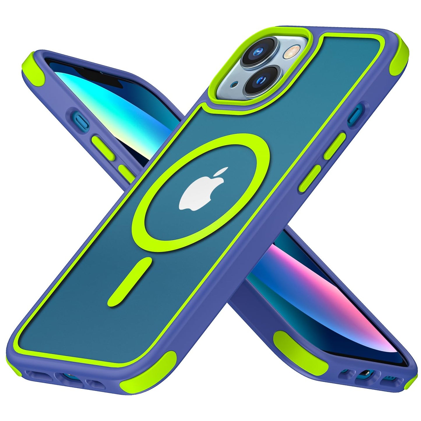 MobNano Magnetic Case For iPhone 13/14, [Support MagSafe Wireless Charging] Silicone Shockproof Bumper hard Transparent Outdoor Football Phone 13/14