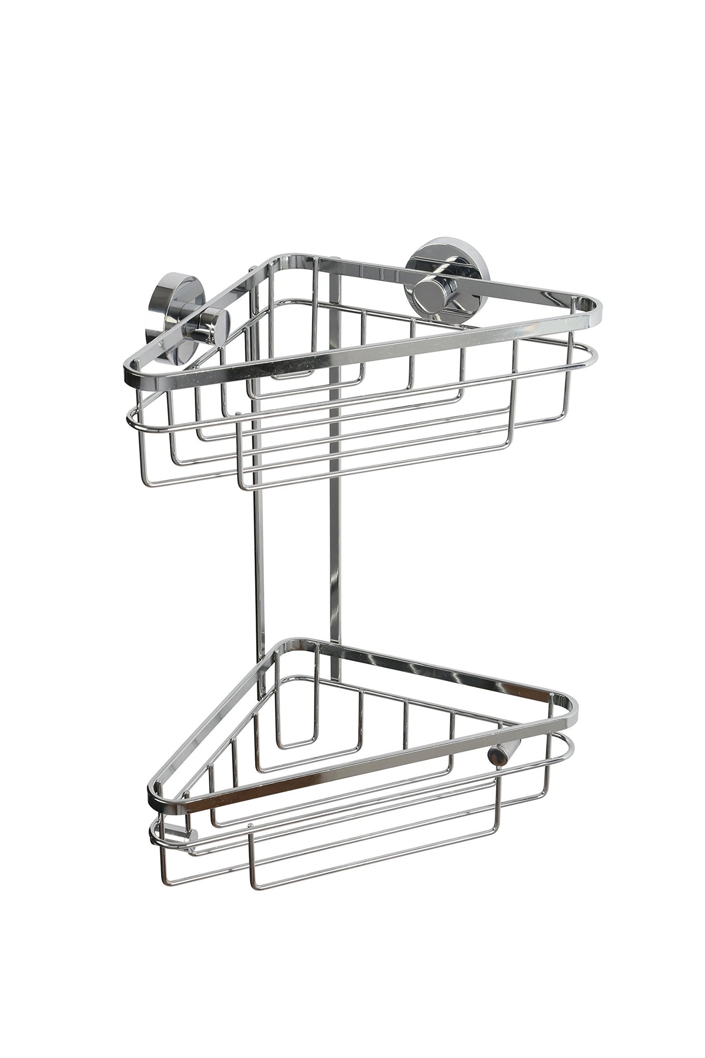 Croydex Brockham Flexi Fix Corner Shower Caddy - Two Tier Durable Steel Bathroom Caddy with 3 Ways to Install Screw or Glue, Anti Rust Properties with