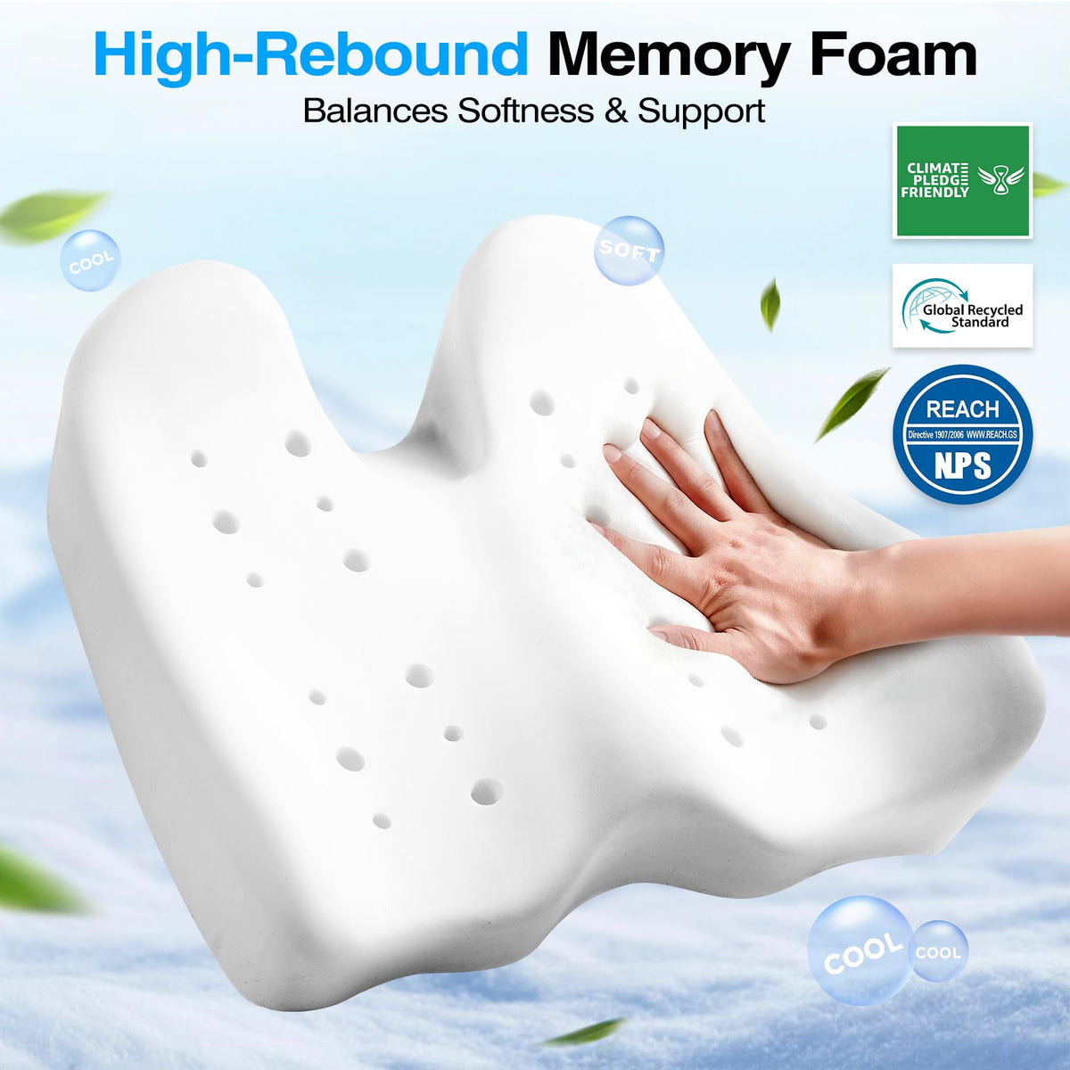 Ophy Memory Foam Seat Cushion, Premium U-Shaped Chair Cushion for Office Chair, Gaming Chair, Car Seat
