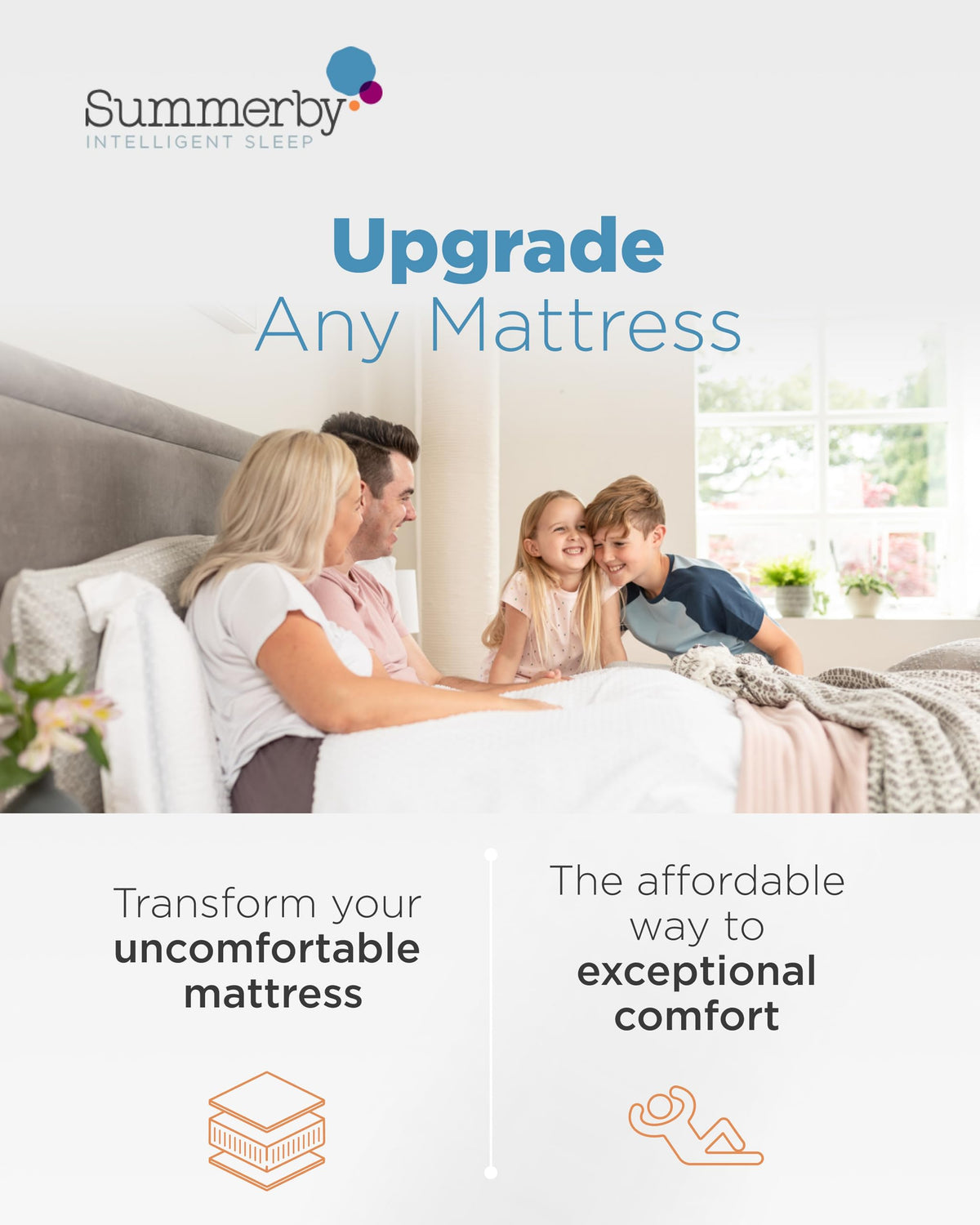 Summerby Sleep King Size Memory Foam Mattress Topper (150 x 200cm), Mattress Topper With Anti-Slip Base, Comfy & Affordable Memory Foam Topper (King