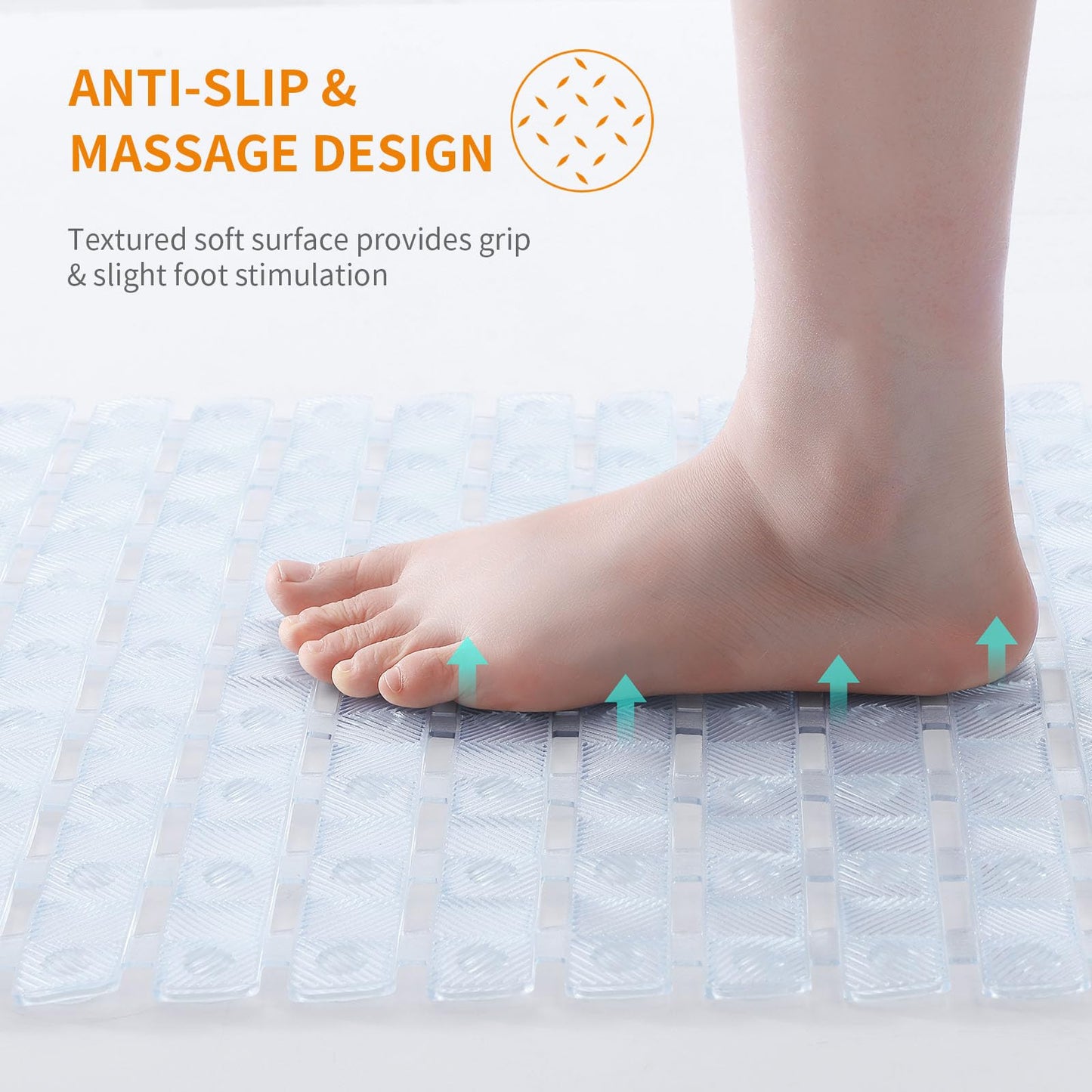 Smiry Shower Bath Mat Non Slip, Quick Drying for Inside Shower, 40 x 70 cm