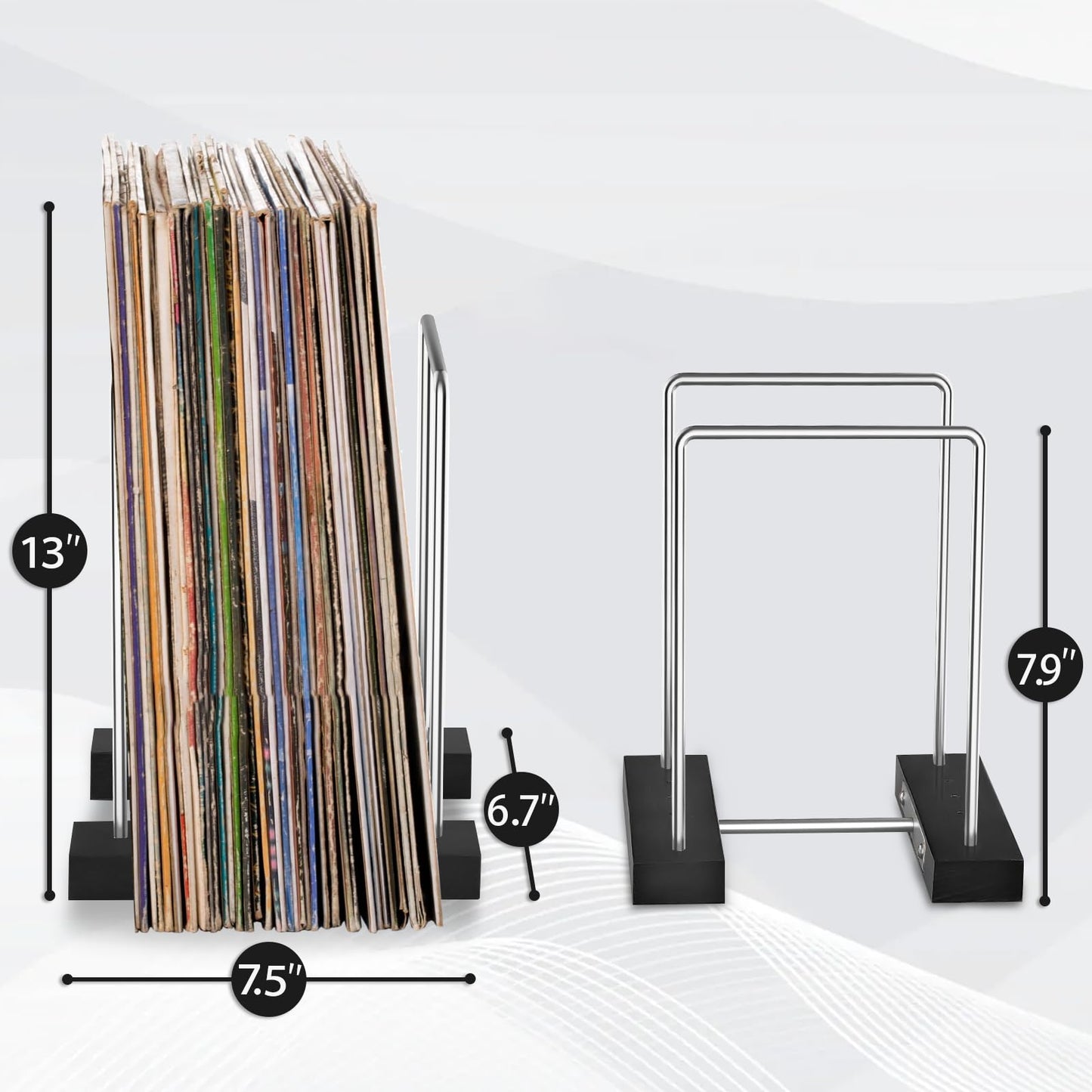 Vinyl Record Storage Holder, Vinyl Album Display Stand for 35 Single LPs