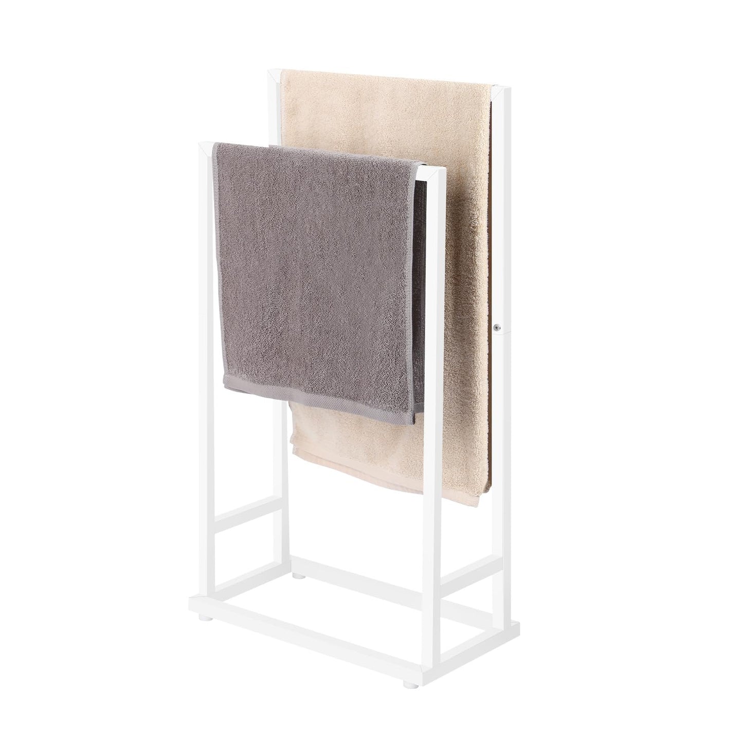smusei Free-standing Bath Towel Stand Towel Holder with 2 Rails 2 Tier Towel Rails Bath Towel Holder for Towel Washcloths Bathroom Accessories Storage