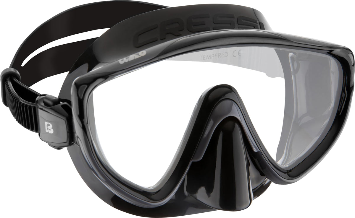 CRESSI Tino & Scilla Black/Titanium - Adult Combo Set Tino Snorkeling Mask and Snorkel Scilla, Black/Titanium, One Size