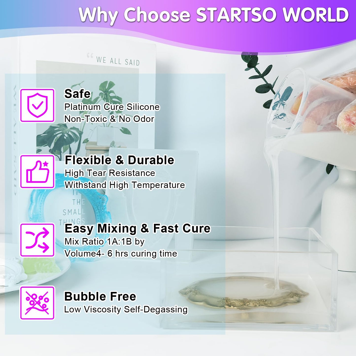 STARTSO WORLD Silicone Mold Making Kit 20A, Jade Green Platinum Liquid Silicone Rubber for Mold Making, Fast Cure & Food Safe Silicone Mold Maker