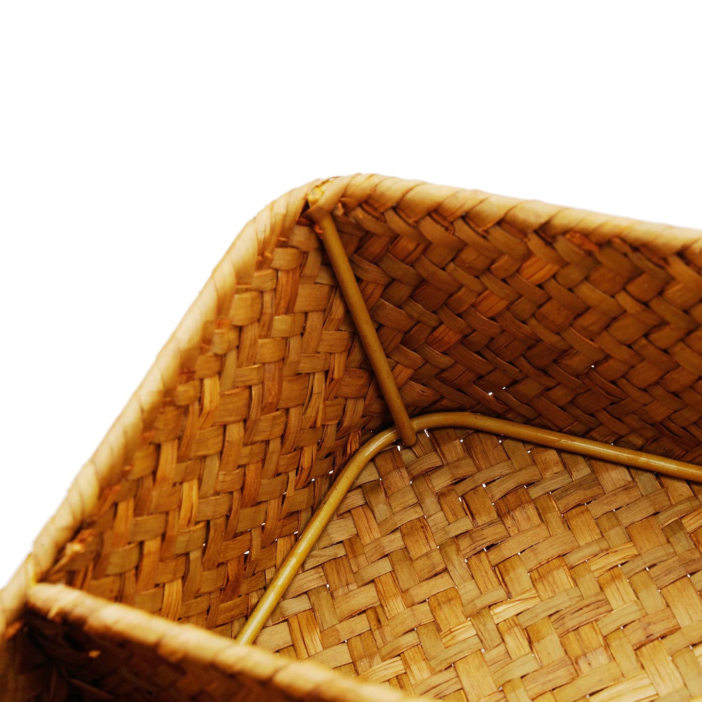 DECRAFTS Seagrass Storage Basket with Compartments Utensil Tray for Organization Silverware Flatware Rectangular Shelf Baskets with 4 Sections Natural