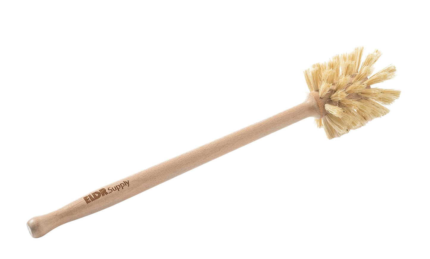 ELDR Supply Bottle Brush, 14in Extra Long German Beechwood Handle, Strong Hemp Bristles, Zero Waste, Cleans and Scrubs Hard to Reach Wide Mouth Jars,