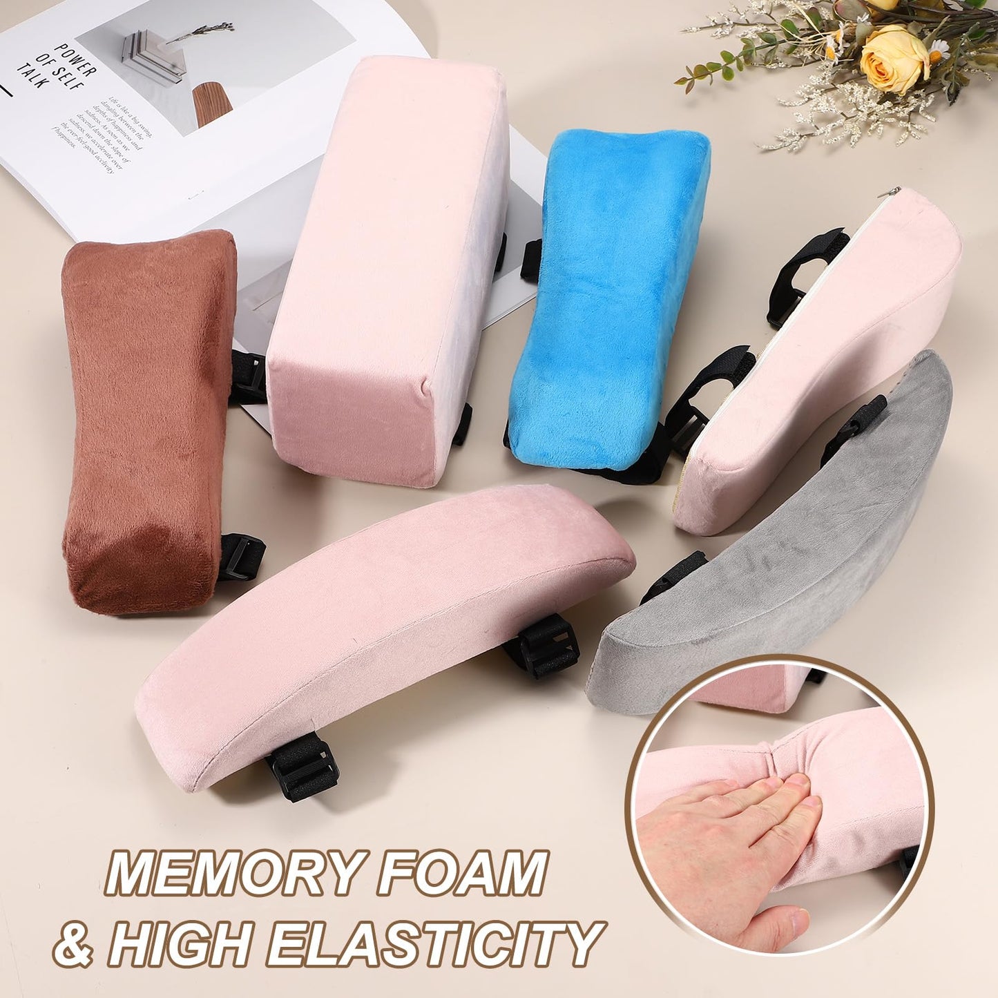 PATIKIL Office Chair Arm Pads, 1 Pair Office Chair Arm Cover Soft Office Chairs Armrest Pads Elastic Memory Foam Cotton Removable Washable for Desk