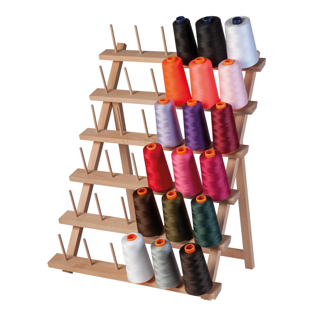 Milward Wooden Overlocker Thread Reel Stand, Freestanding or Wall Mountable Thread Spool Holder, 36 Spools, 57 x 43cm, Beech