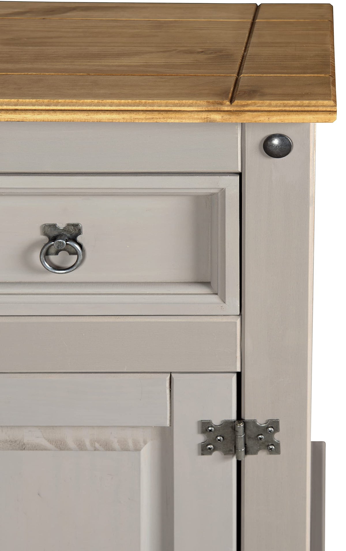 Corona Grey Sideboard 2 Door 2 Drawer Cupboard Mexican Solid Pine with Gunmetal Finish Hardware 76cm H x 87cm W x 40cm D