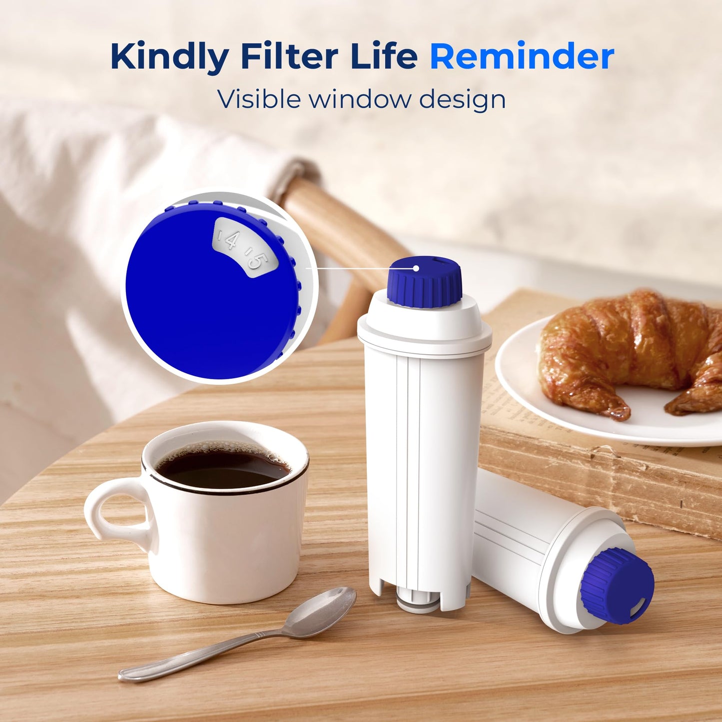 Waterdrop Coffee Filter, Replacement for De'Longhi Water Filter DLSC002, ECAM, Eletta, Dinamica, Magnifica, ETAM Autentica and Different Model of
