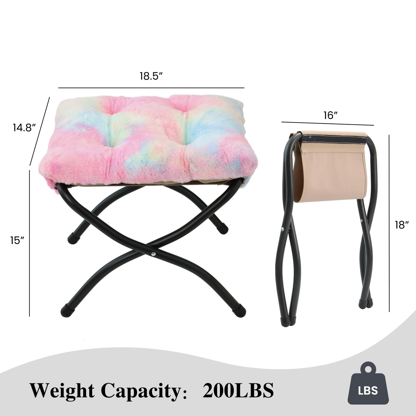 Mordchil EU 15"(H) Folding Ottoman, Foldable Footrest Stool, Portable Small Foot Stool for Couch, Collapsible Foot Rest Ottoman for Sofa