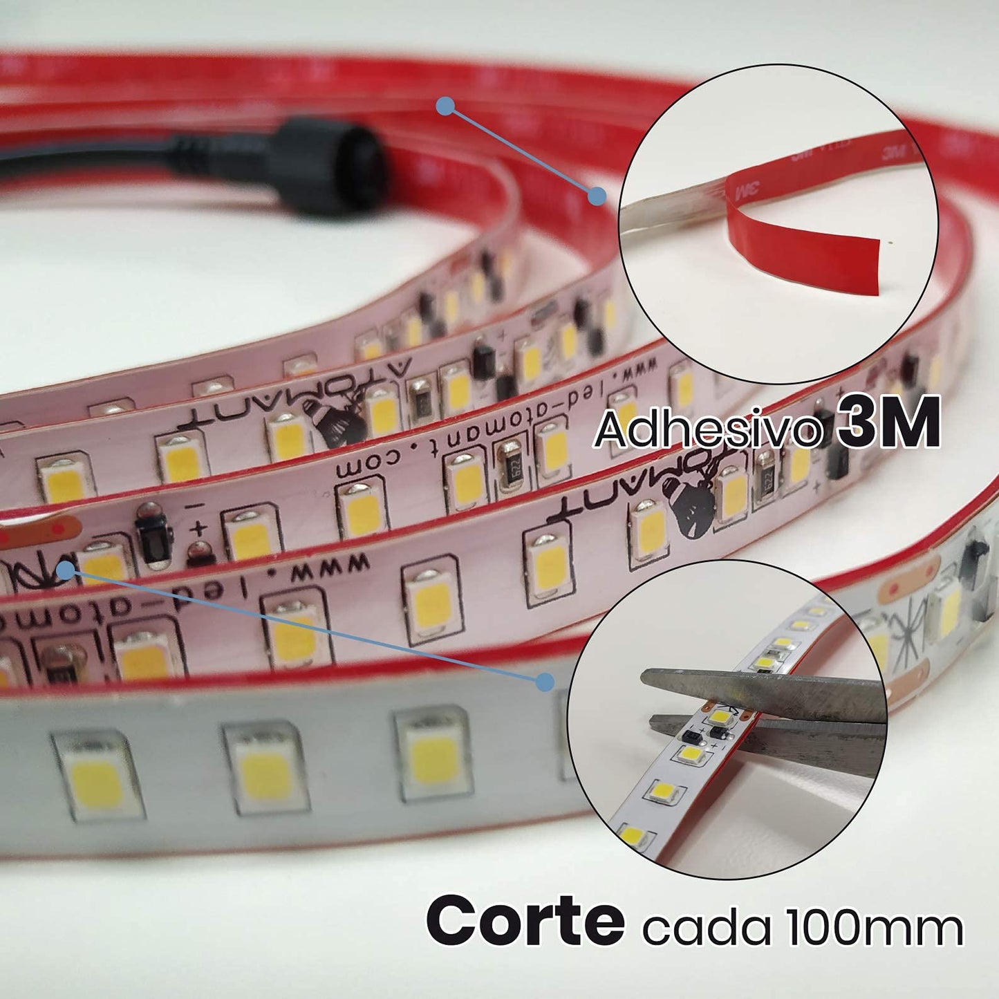 LED ATOMANT 5 m Roll of Direct LED Light Strip to 220V, Warm White (3000K), Waterproof, Cut Every 10 cm