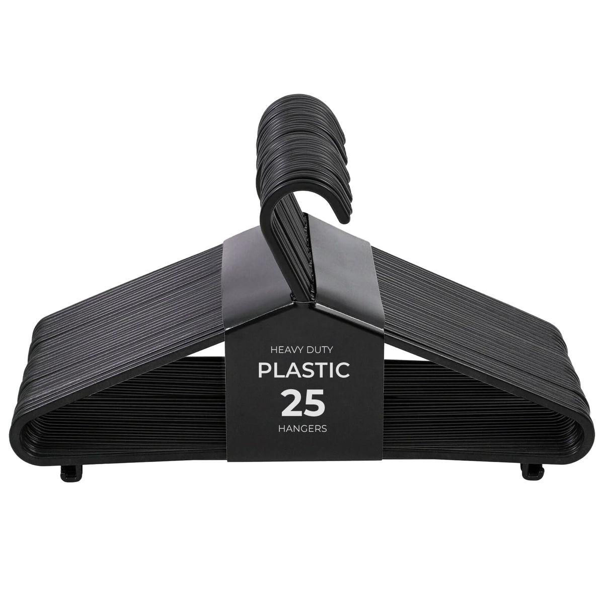 Roe Tenpo Coat Hangers, 25 Pack, Black | Adult Plastic Clothes Hangers for Clothes | Durable & Lightweight | Non-Slip, Space-Saving Design for Shirts