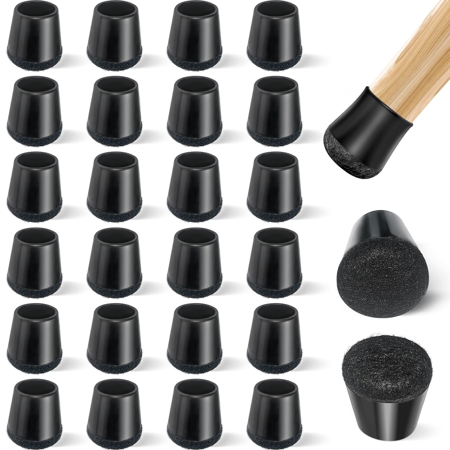 yomanta Chair Leg Floor Protectors 24PCS?Silicone Felt Furniture Leg Cover?Furniture Feet Protectors Pads?Protect Floors from Scratches?Reduce Noise