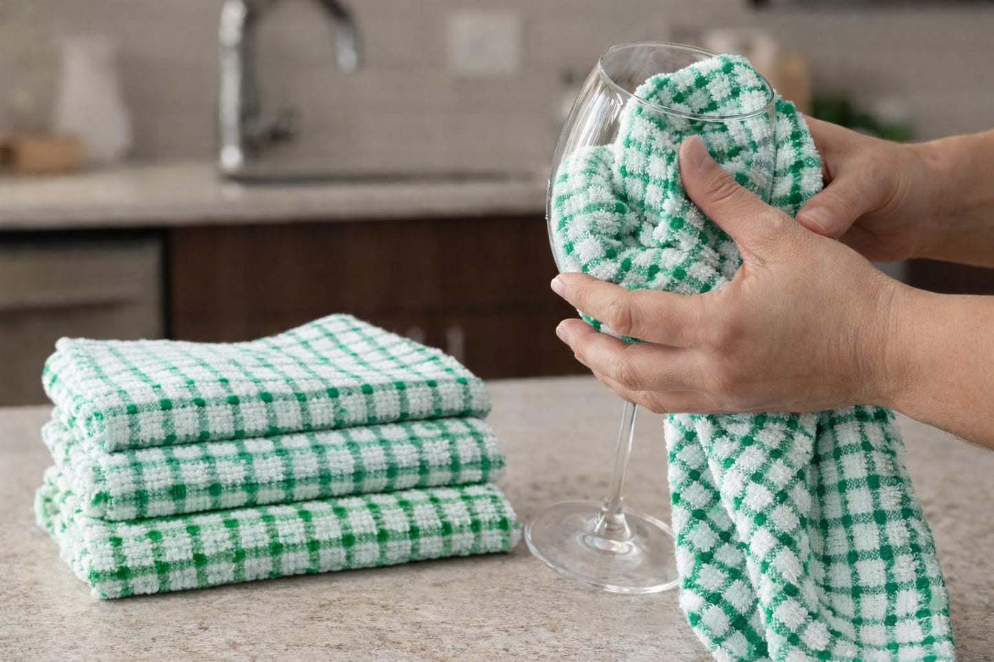 QUALITY HOME TEXTILES 100% Cotton Super Soft Terry Towelling Tea Towels with Hanging Loop
