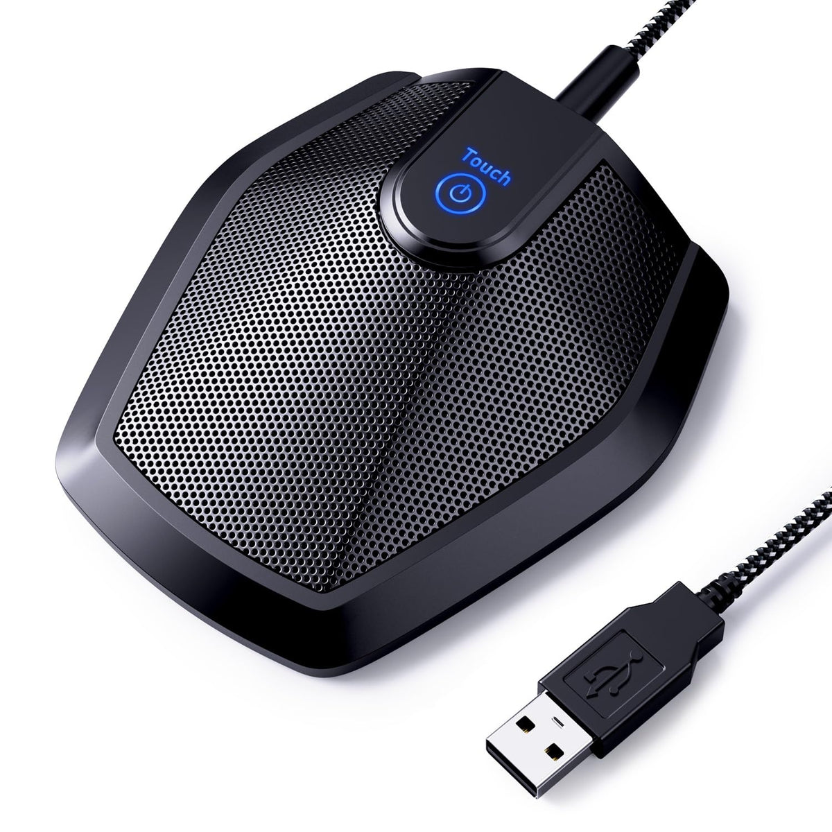 TONOR USB Conference Microphone, Omnidirectional Boundary Condenser PC Microphones for Conference Meeting Plug & Play with Mute Buttom Compatible with