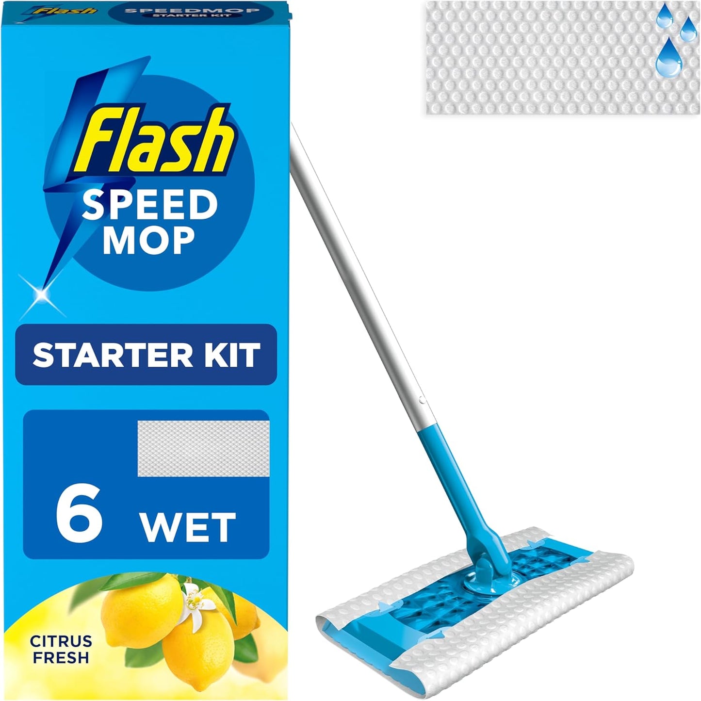 Flash Speedmop Wet Mop Floor Cleaner Starter Kit, New but open, damaged/ scruffy box