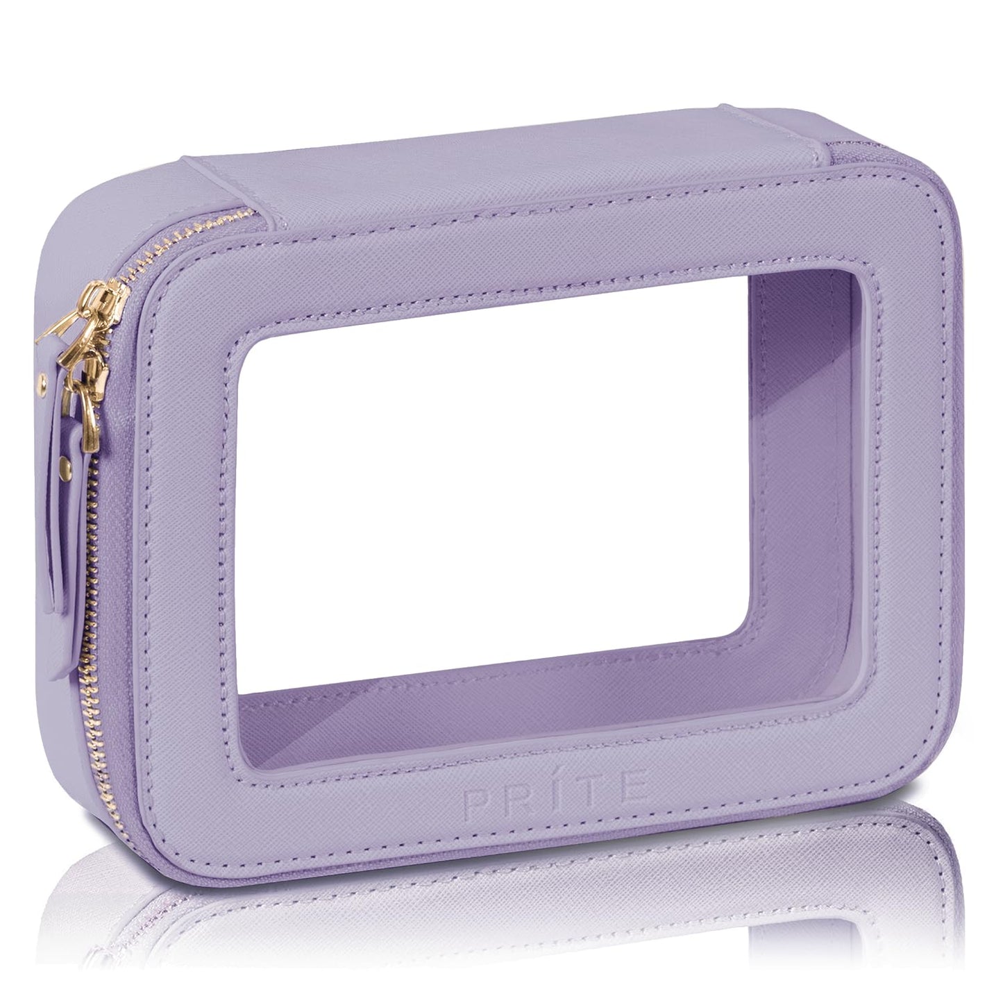 Prite Clear Makeup Bag with Gift Box Waterproof Cosmetic Case Travel Toiletry Bag Car Essentials with Double Zippers (Purple)