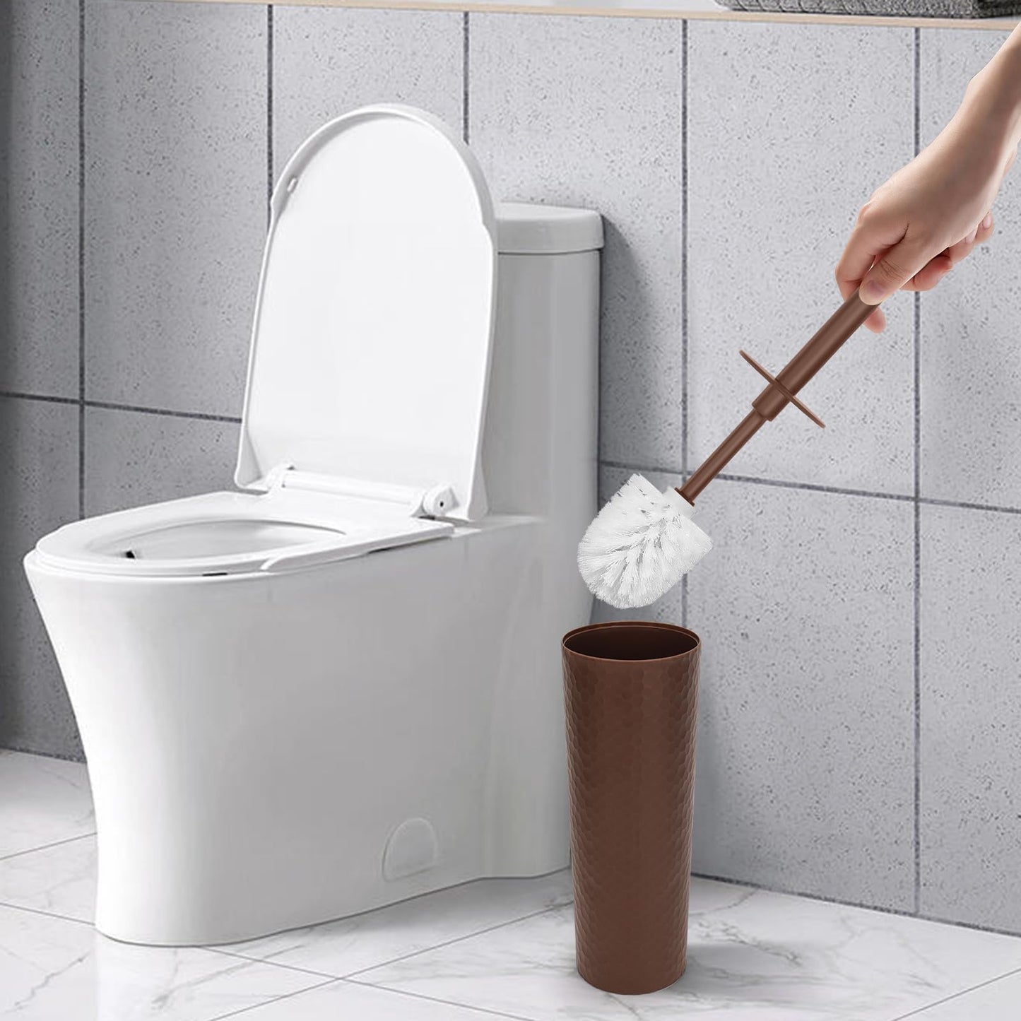 Toilet Brush, 2 Pack Toilet Brushes & Holders Sets with Plastic Handle & Soft Flexible Bristles, 4 Toilet Brush Heads for Bathroom Toilet-Ergonomic