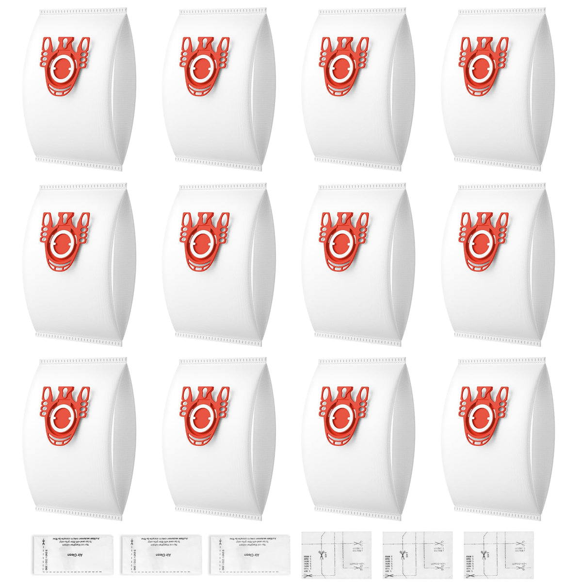 12 Pack 3D Airclean FJM Vacuum Bags Compatible with Miele FJM Vacuum Cleaner, Compact C1, Compact C2, Complete C1, S241, S290, S300i, S500, S700, S4,