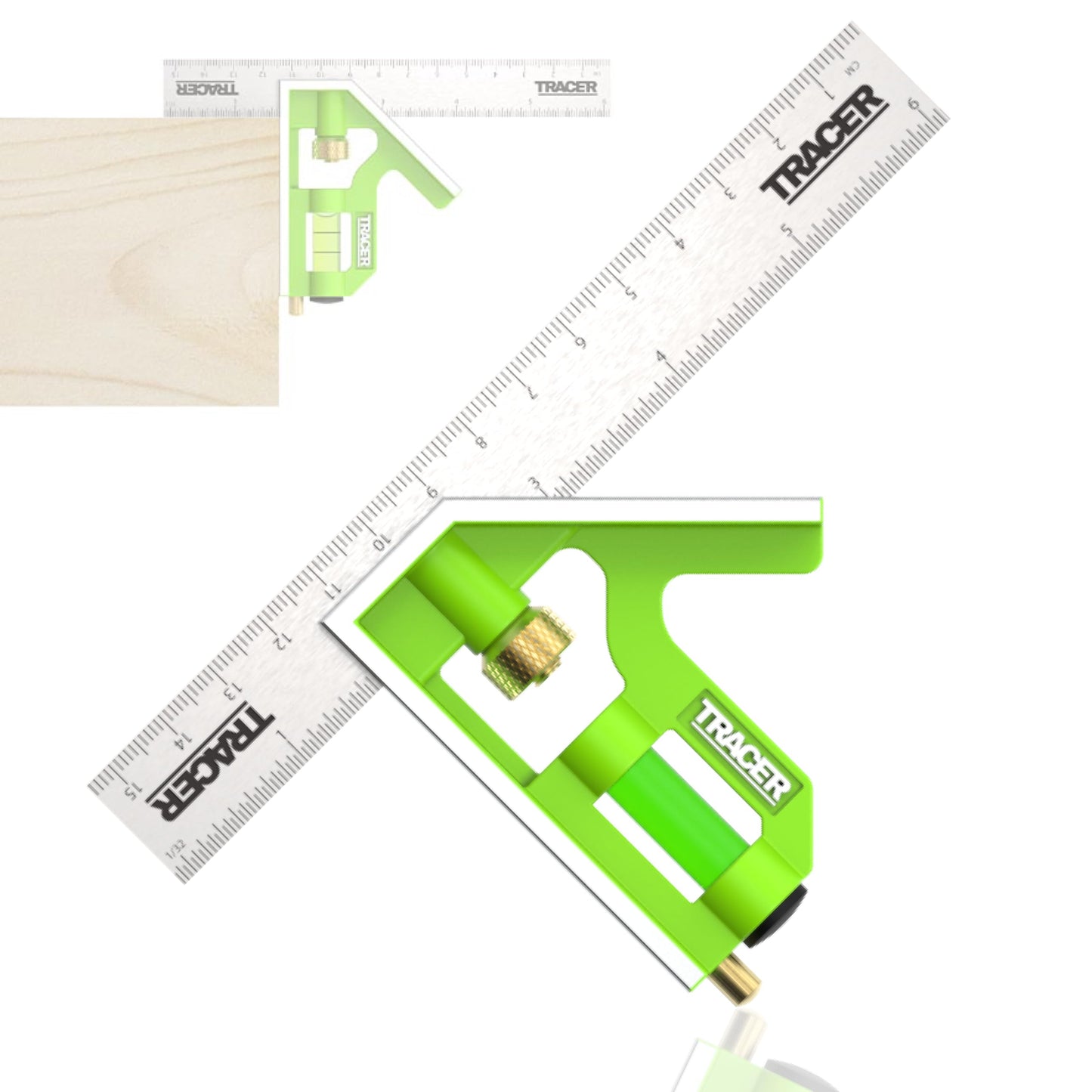 TRACER Combination Square 150mm (6 Inch). 45/90 degree Measuring Tool with built in Spirit Level and Scribe Tool. Metric & Imperial scales. Stainless