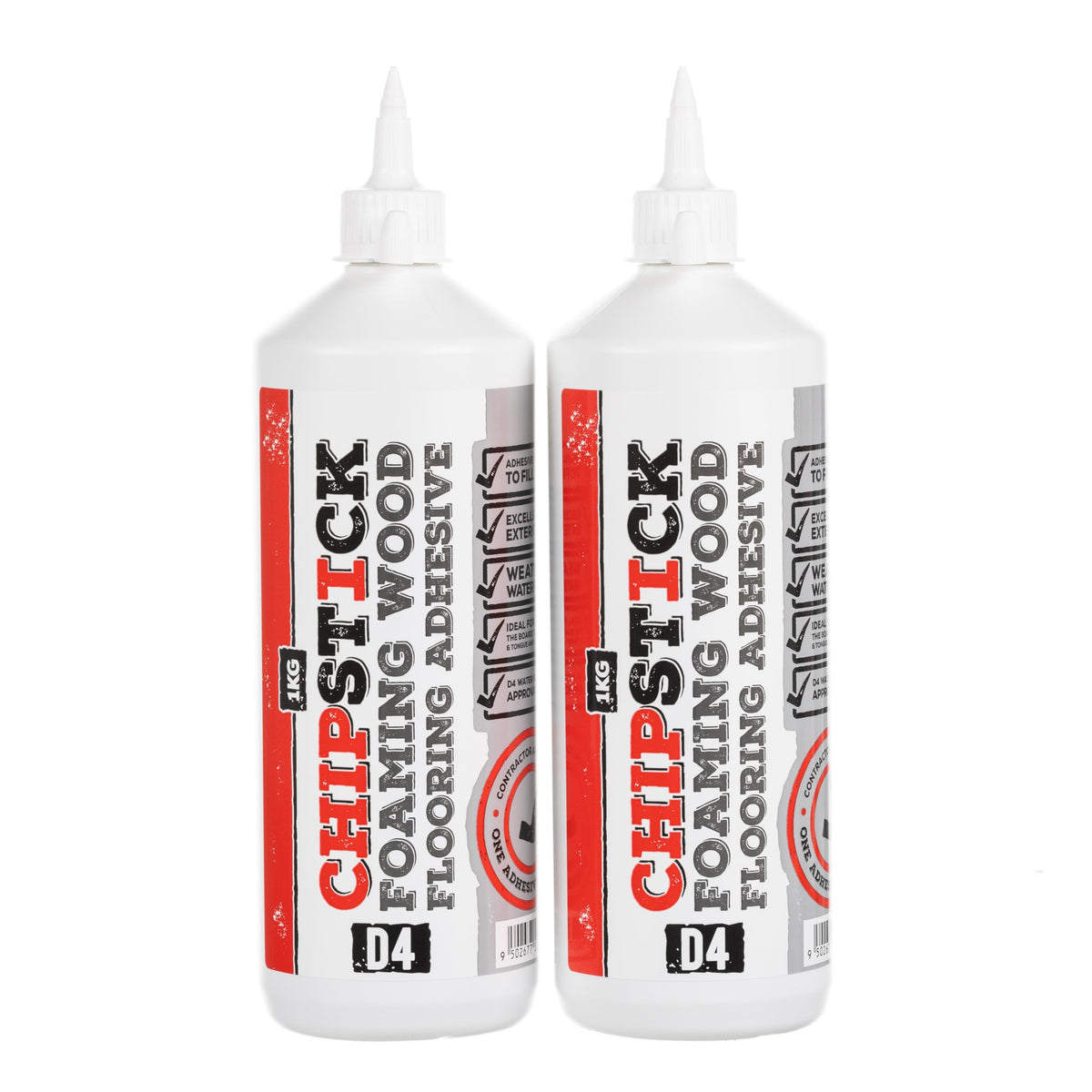 Chipstick D4 PU Foaming Flooring Glue 1kg | High-Strength Expanding Wood Adhesive for Chipboard Floors & Stairs | Twin Pack (2 Bottles)
