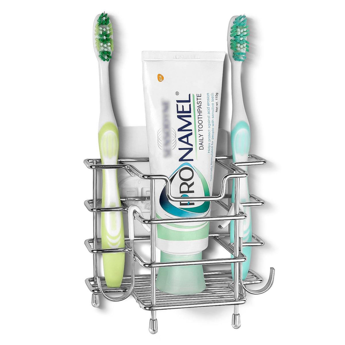 Linkidea Self Adhesive Toothbrush Holder for Shower, Stainless Steel Toothpaste Organizer