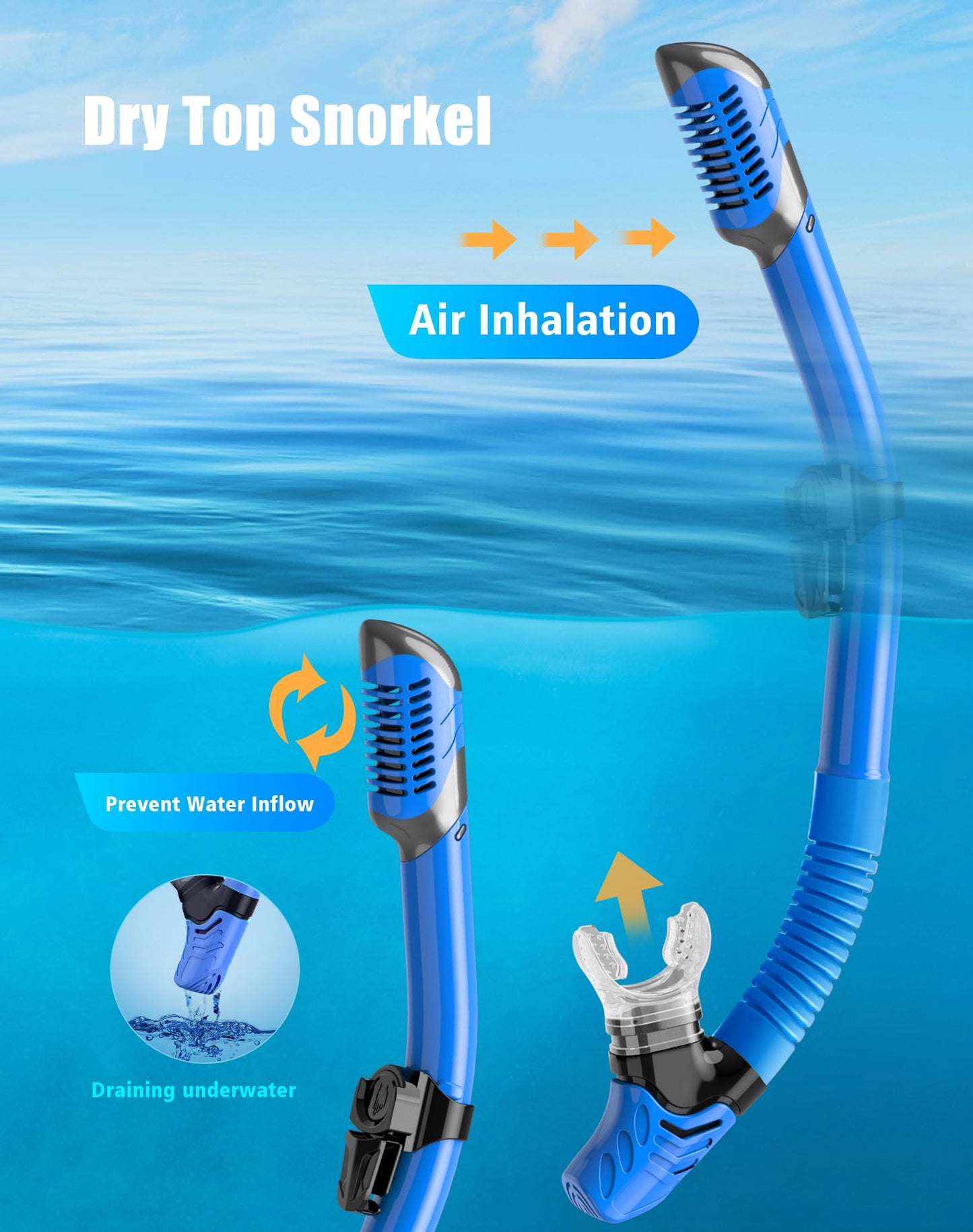 Lealinga Snorkel Set Adults 2Pack, Snorkel Mask Anti-Fog Panoramic View Diving Mask Dry Top Snorkel Kit with Travel Bag Diving Set for Snorkeling