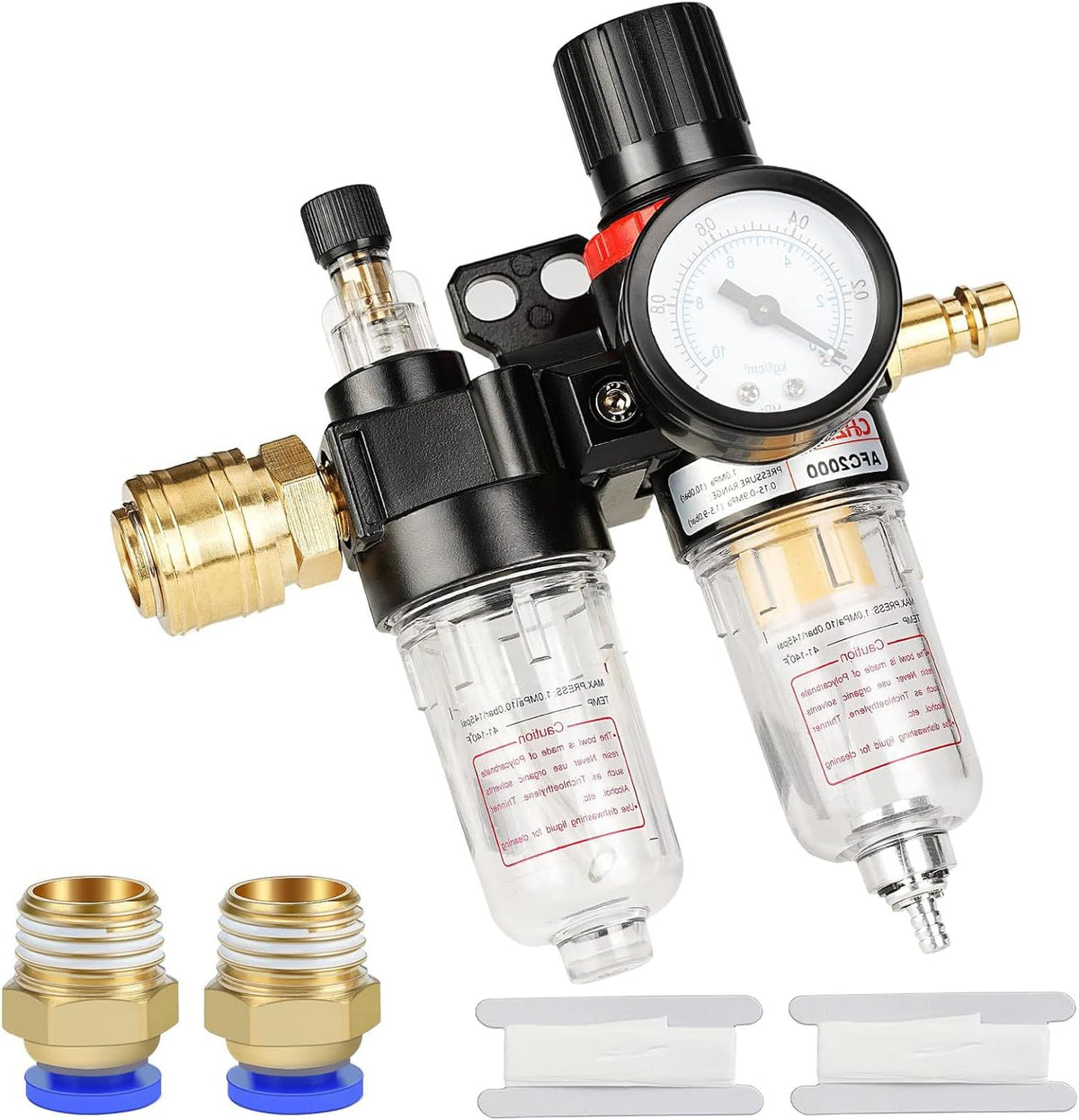 Noosverl 1/4 Inch Compressed Air Pressure Regulator Water Trap for air Compressor Air with Pressure Gauge Oil Separator Pressure Regulator Compressor
