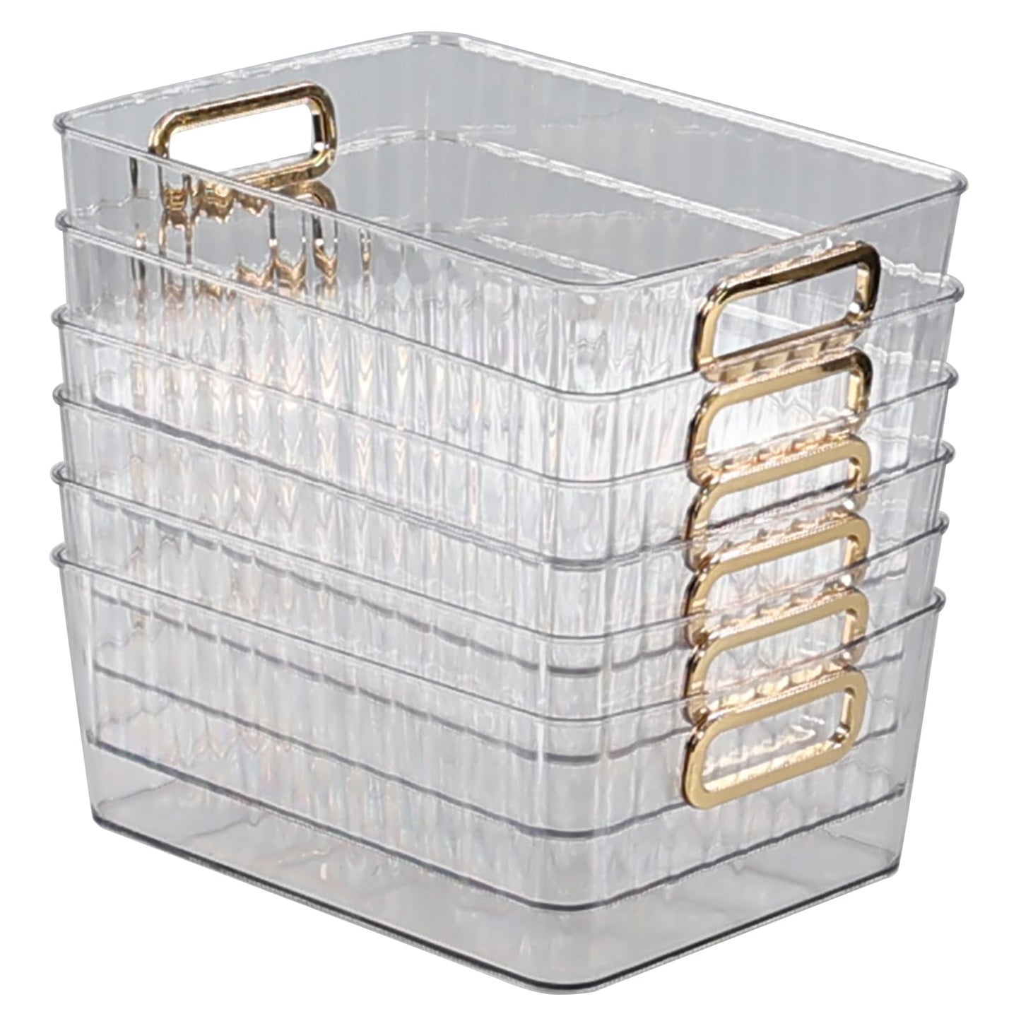 Wakikini 6 Packs Clear Pantry Organiser Basket Bins, Plastic Storage Bins