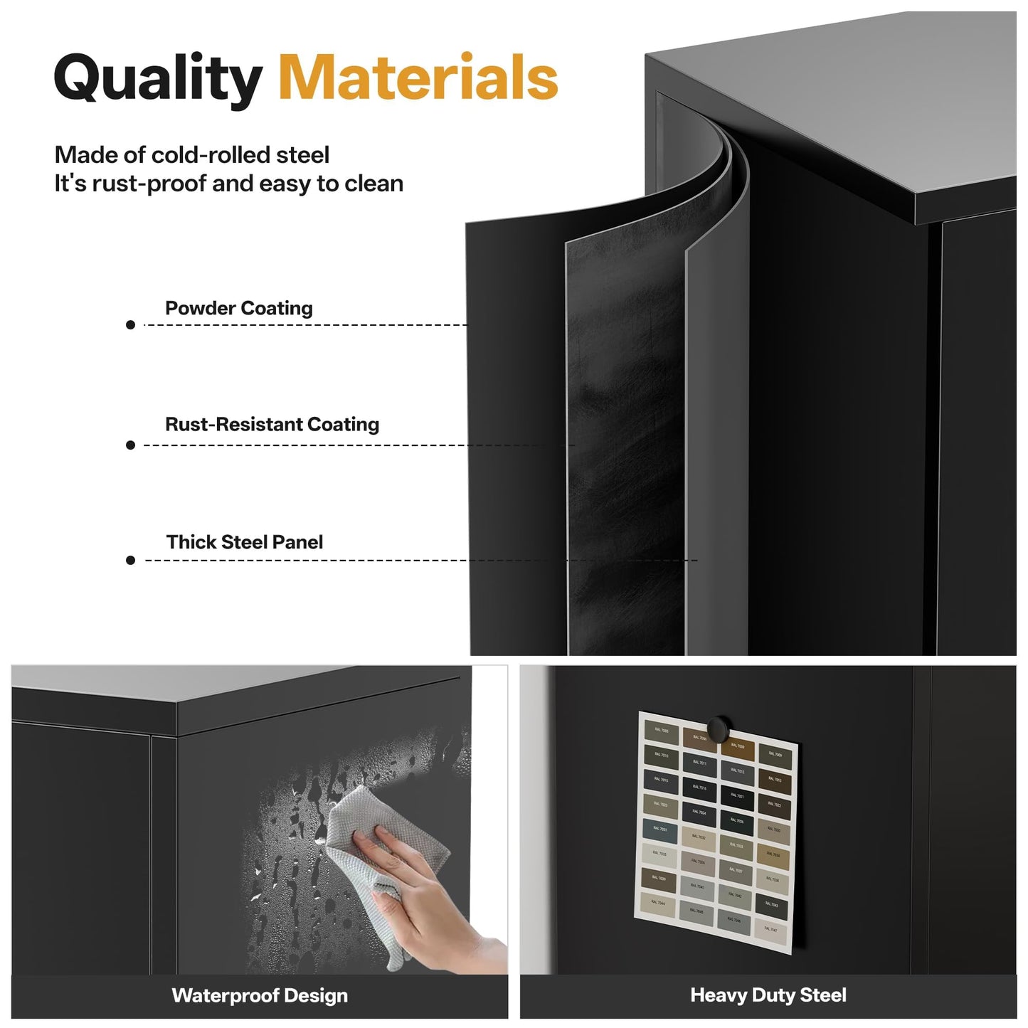 Metal Storage Cabinet, 90cm Locking Storage Cabinet with Doors & Shelves, Steel Storage Cabinet with 2 Adjustable Shelves for Garage, Home, Office