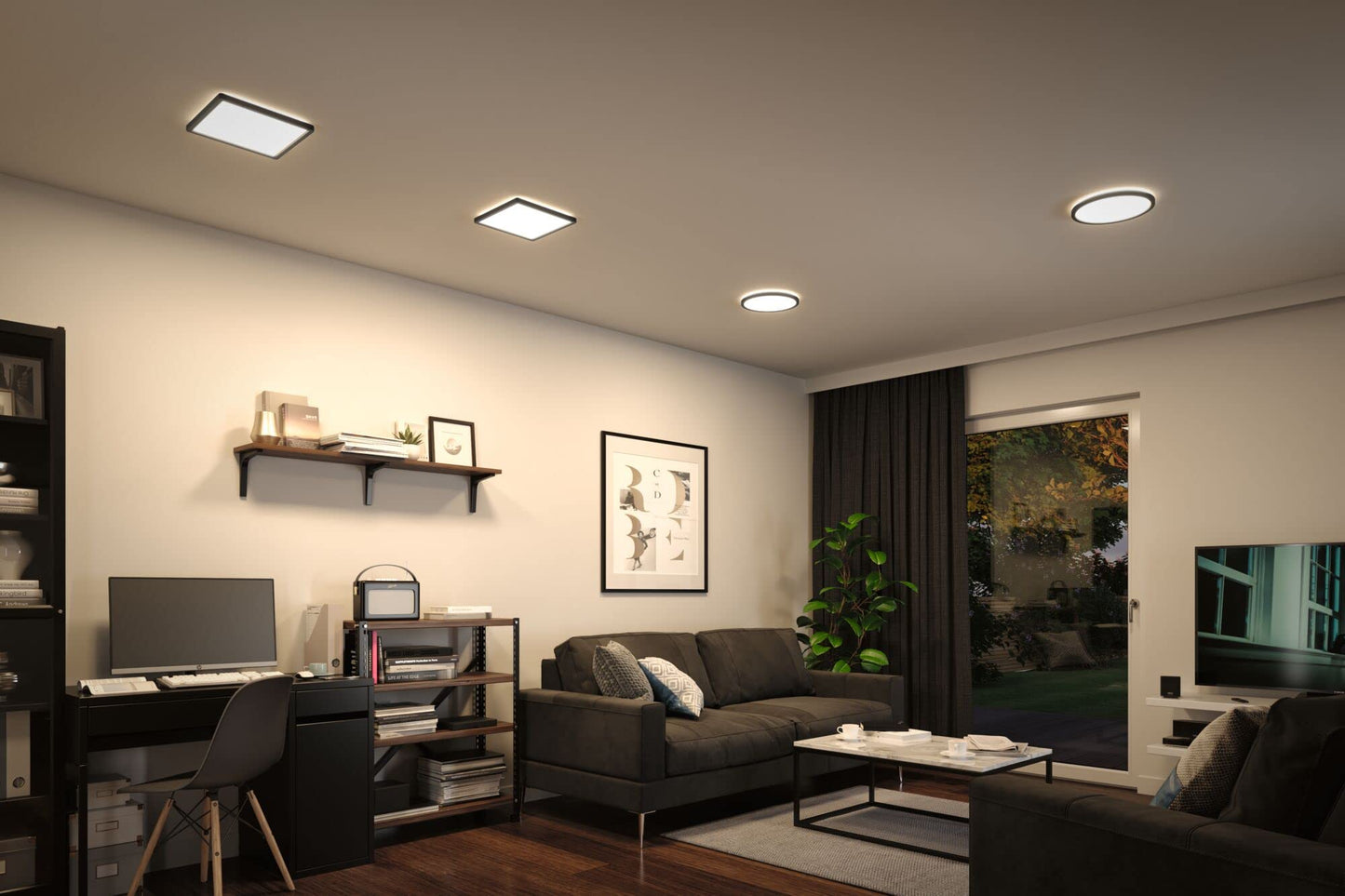 Paulmann Atria Shine 71015 LED Panel 293 x 293 mm Square Including 1 x 16 W Daylight White Black Light Panel Plastic Ceiling Panel 4000 K