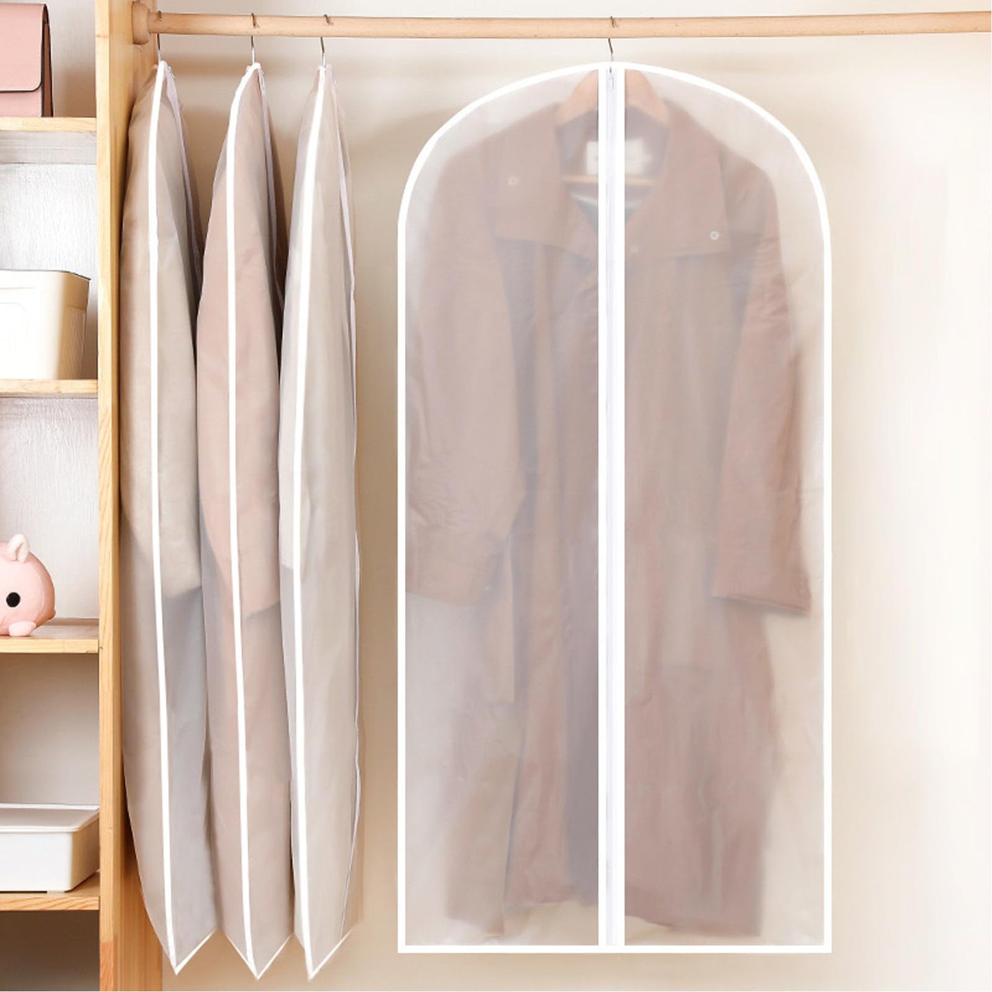 Yelinosk 5 Pack Suit Bags - 60 x 120cm, Anti-Dust & Water Protector, Washable Full Zipper Garment Bags Perfect for Travel or Home