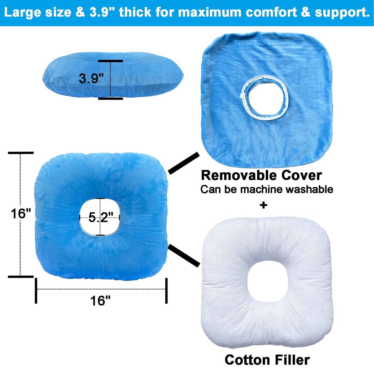 Jeelathy Donut Pillow Hemorrhoid Cushion for Tailbone Pain Relief, Medical Anti-bedsore Seat Cushion for Pressure Sores & Bedsores, Pregnancy