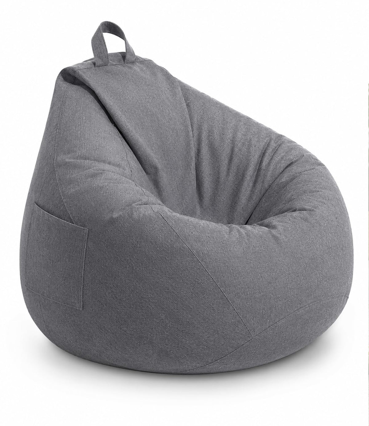 Highdi Kids Bean Bag Without Fillings - Cotton Linen Durable & Comfortable, Grey Storage Bean Bag Chair for Living Room/Gaming Room