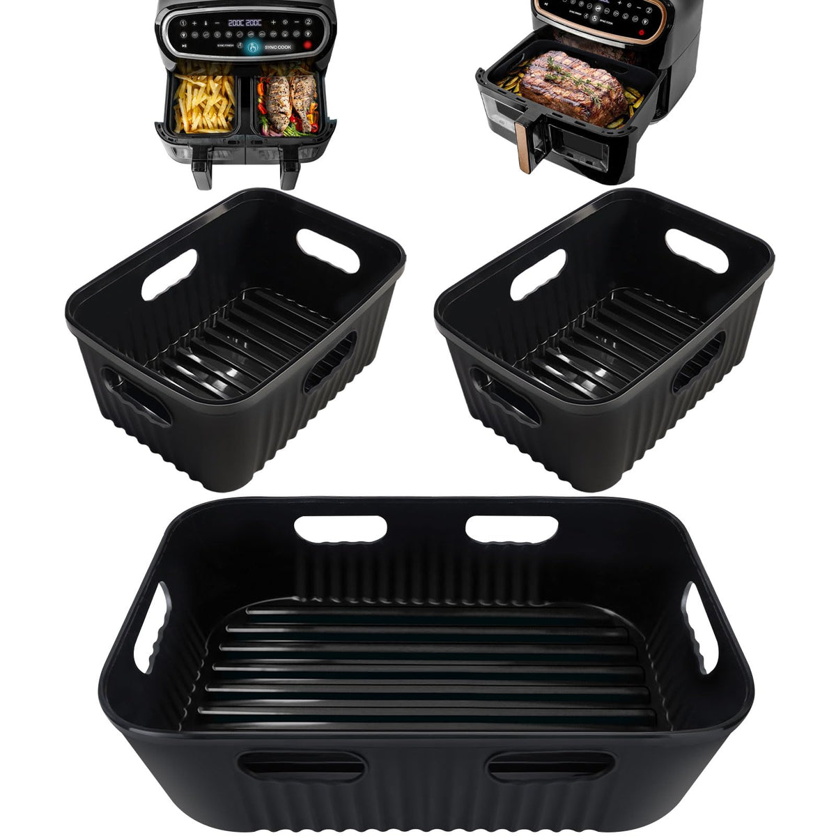 Goodpejine 3PCS Air Fryer Accessories Set, Silicone Air Fryer Liner Compatible for Duronic AF34 10L, Instant 8.5L, Reusable Airfryer Accessories