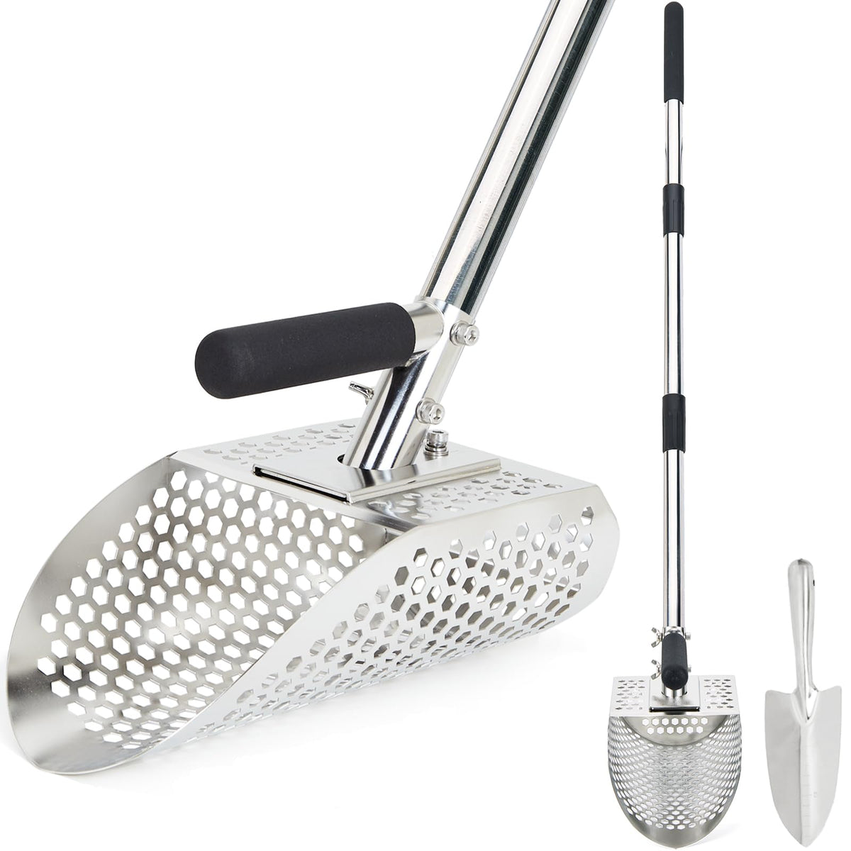 Sand Scoop for Metal Detecting, Stainless Steel Detector Scoop, Metal Detecting Shovel with Long Steel Handle, Metal Detecting Accessories , Metal