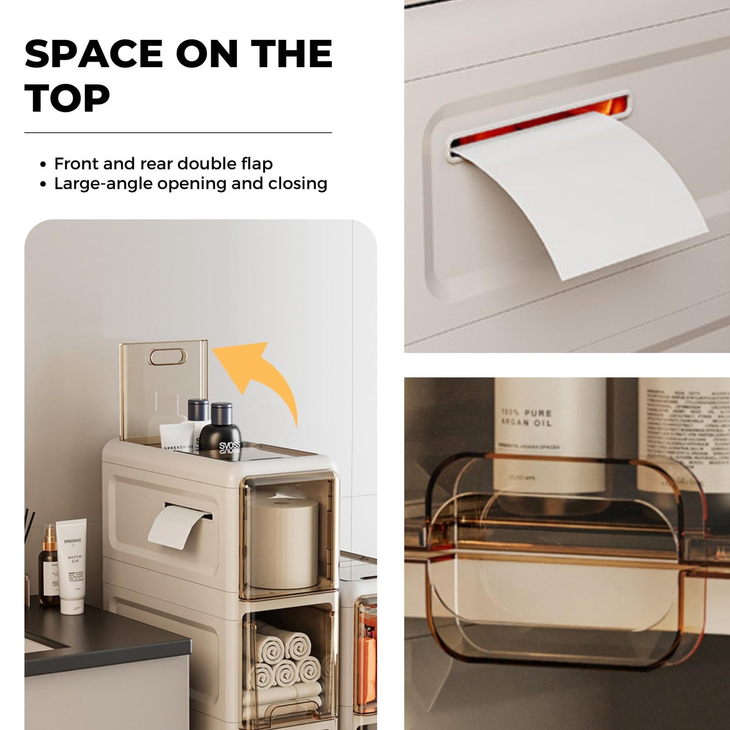 MAGIC SELECT Narrow Bathroom Organizer. Auxiliary Storage Furniture with Wheels for Narrow Places. Compact 3-Drawer Side Cabinet for Toilet Paper